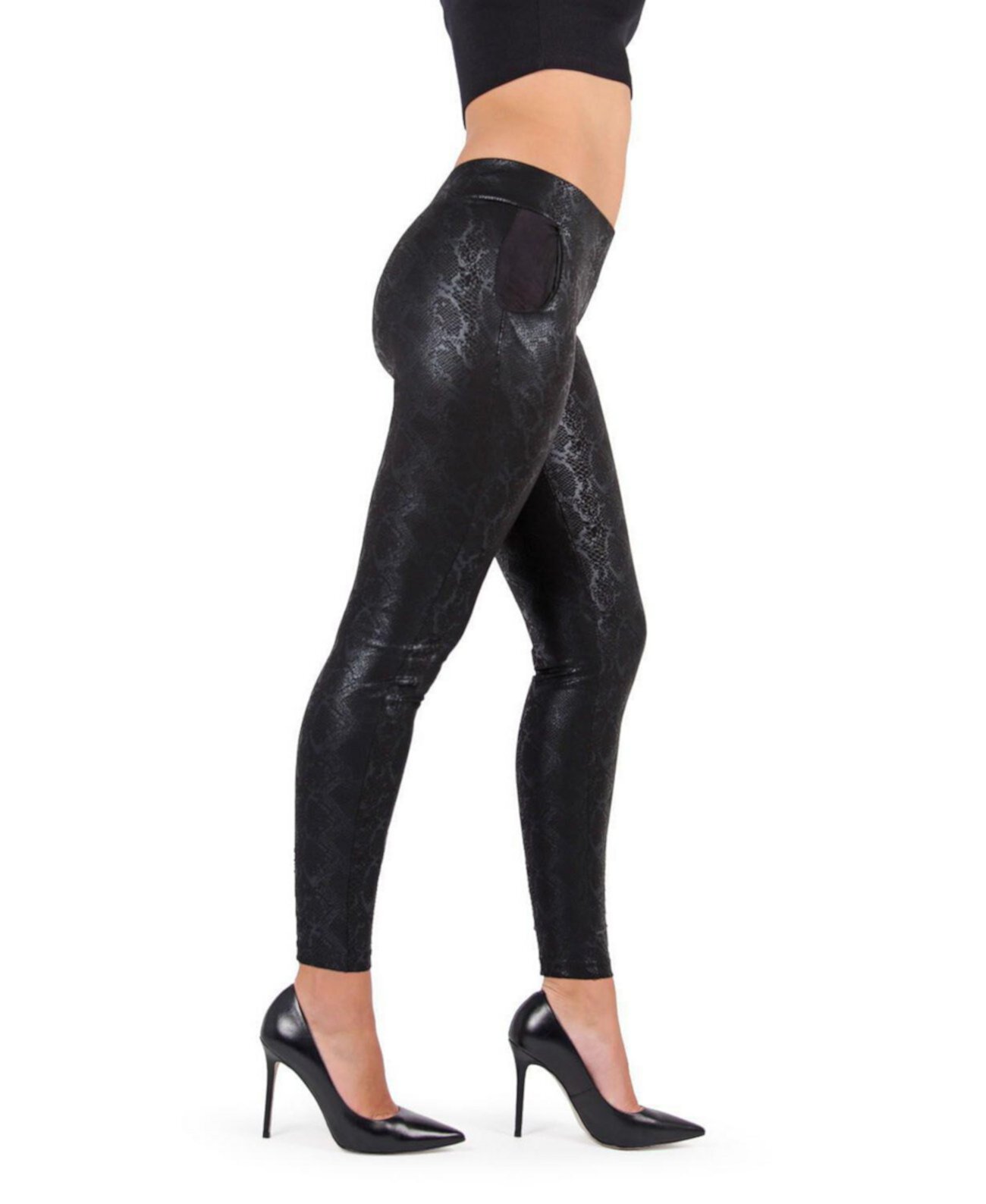 Women's Sophisticated Metallic Snakeskin Leggings Memoi