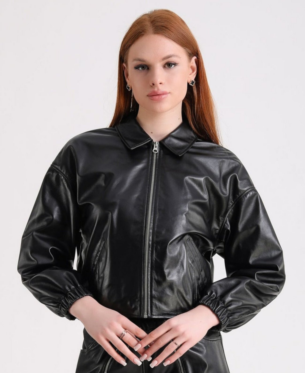 Women's Leather Jacket, Black Furniq UK