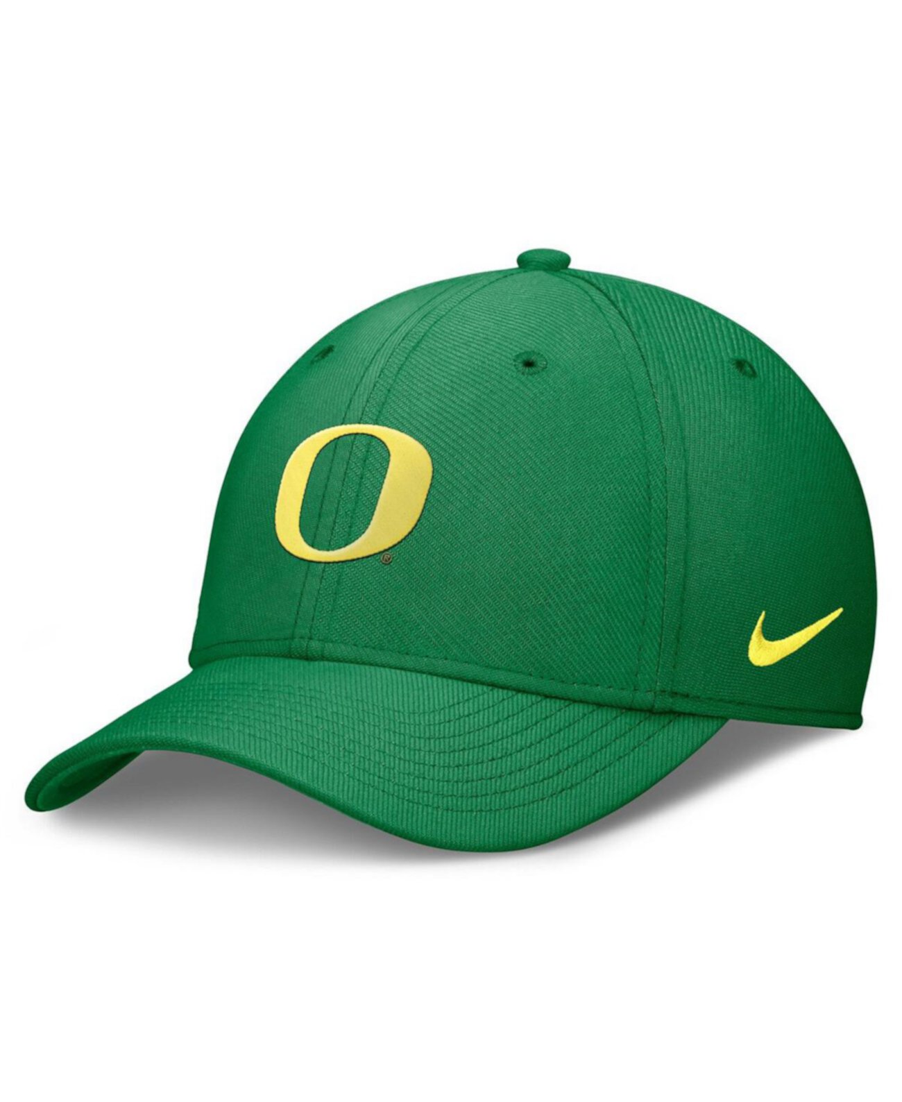 Мужская зеленая шапка Oregon Ducks 2024 On-Field Swoosh Flex, 98% полиэстера, 2% спандекса, структурированный крой Nike