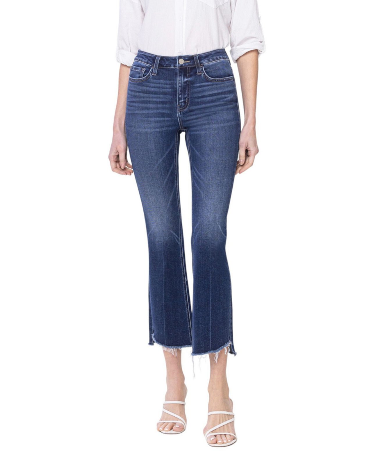 Women's High Rise Raw Step Hem Kick Flare Jeans Vervet