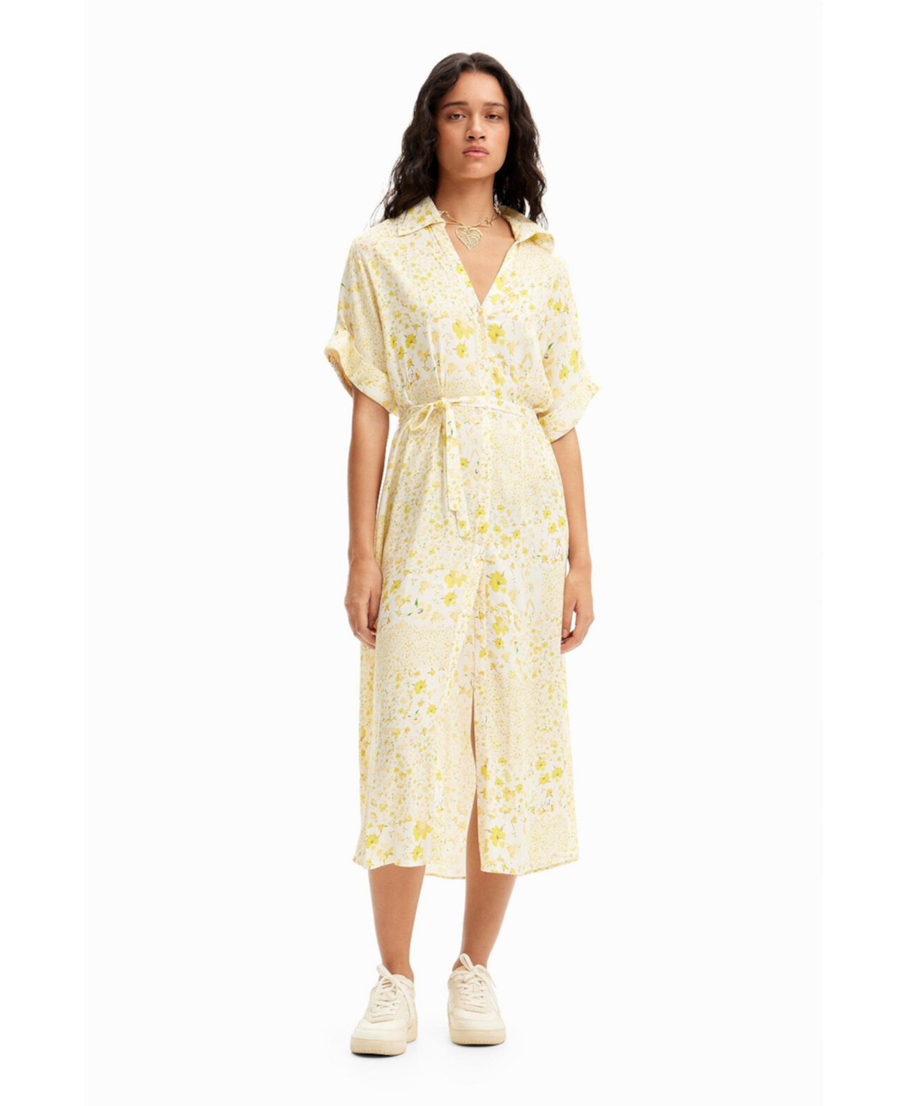 Women's Floral midi shirt dress Desigual