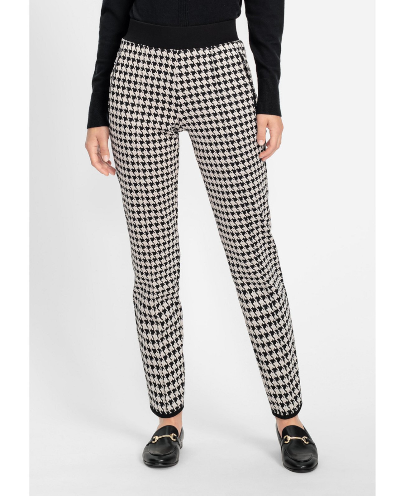 Women's Houndstooth Jersey Knit Cropped Pant Olsen