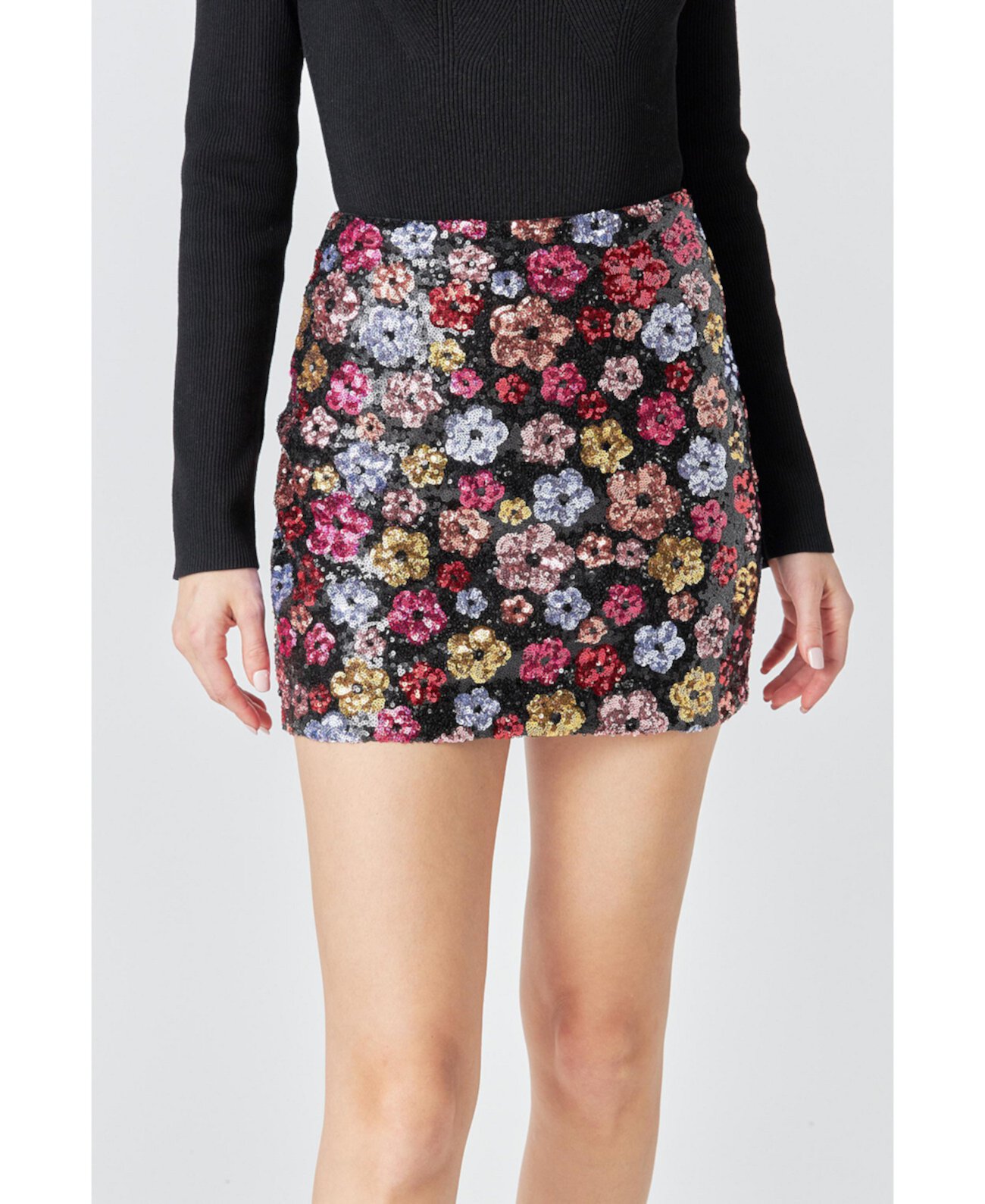 Women's Sequins Mini Skirt Endless rose