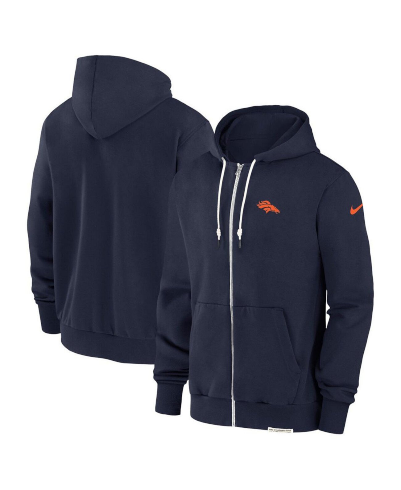 Men's Navy Denver Broncos Sideline Performance Full-Zip Hoodie Jacket Nike