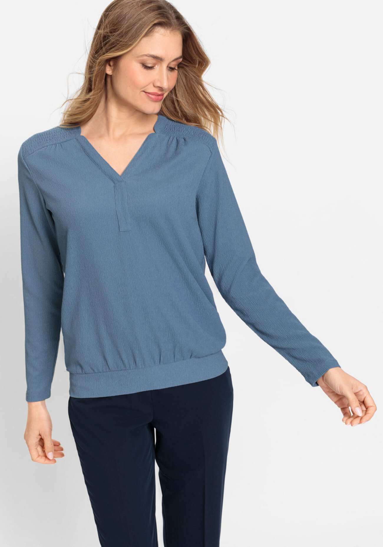 Women's Long Sleeve Crepe Tunic T-Shirt Olsen