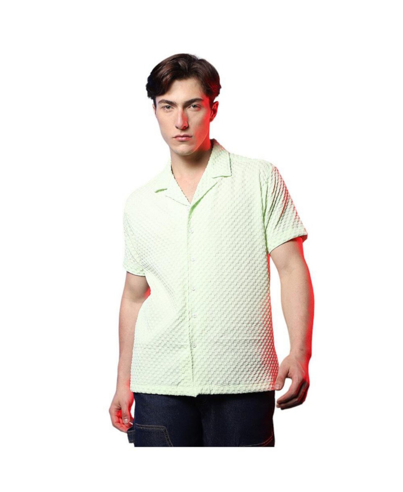 Men's Lime Green Self-Design Box Shirt Campus Sutra