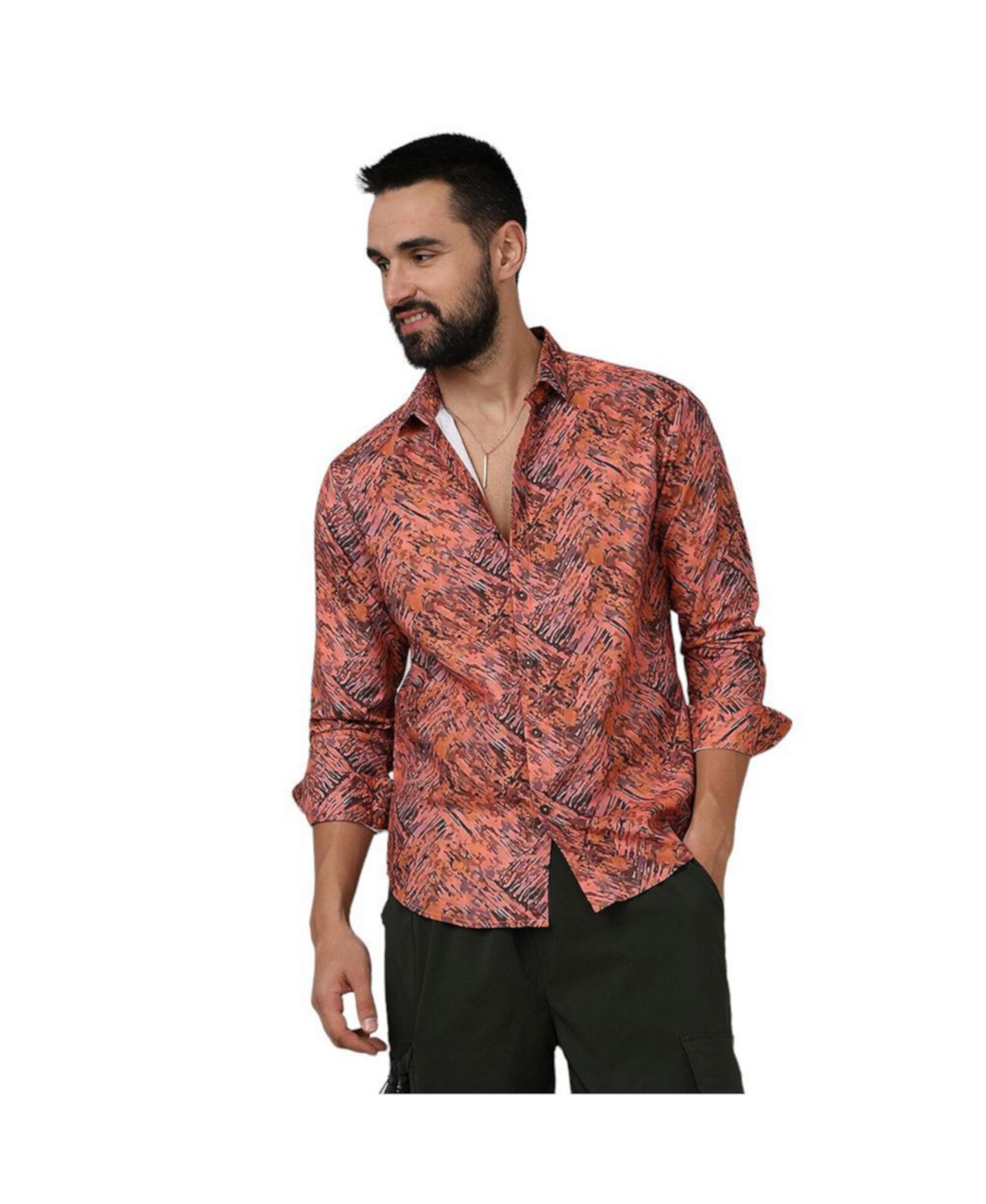 Men's Sienna Brown Animal Print Shirt Campus Sutra