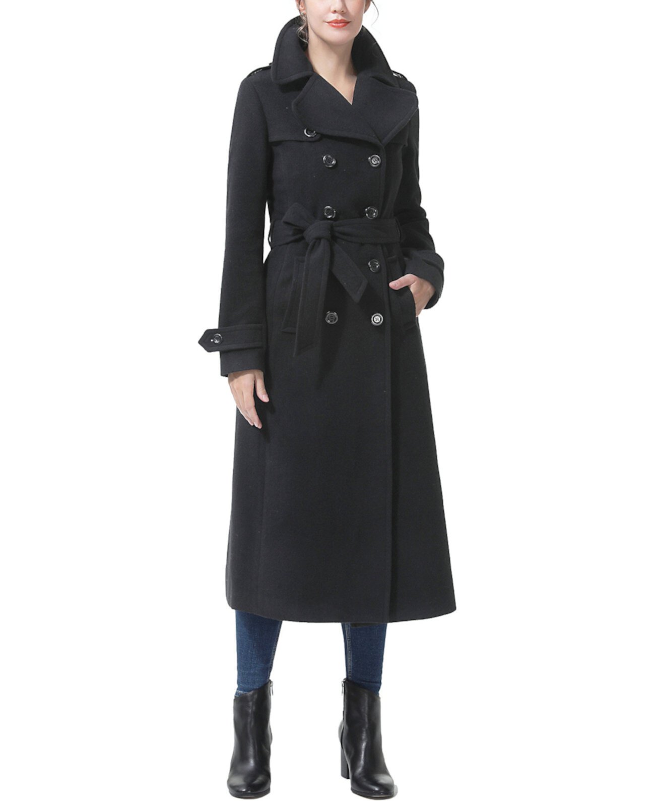 Women's Charlotte Wool Blend Maxi Trench Coat Kimi and Kai