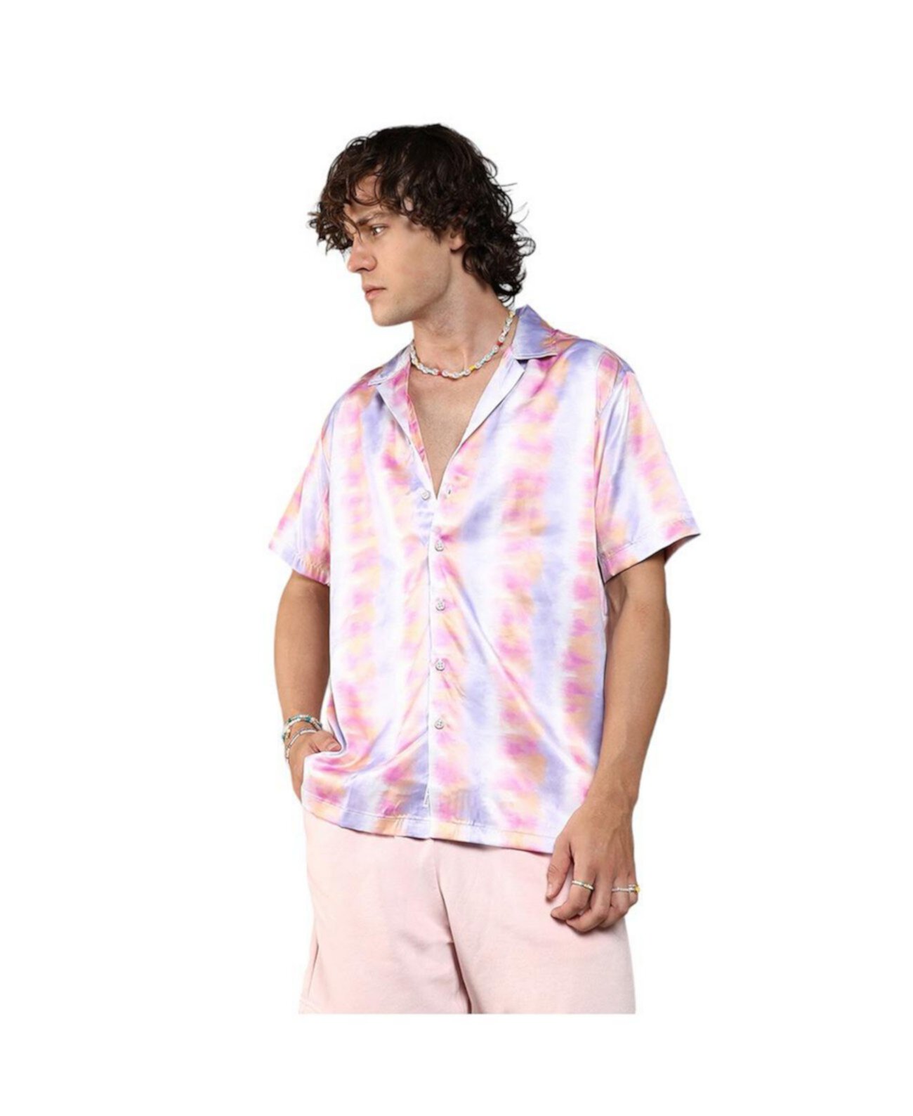 Men's Lavender & Pale Orange Relaxed Ombre Shirt Campus Sutra