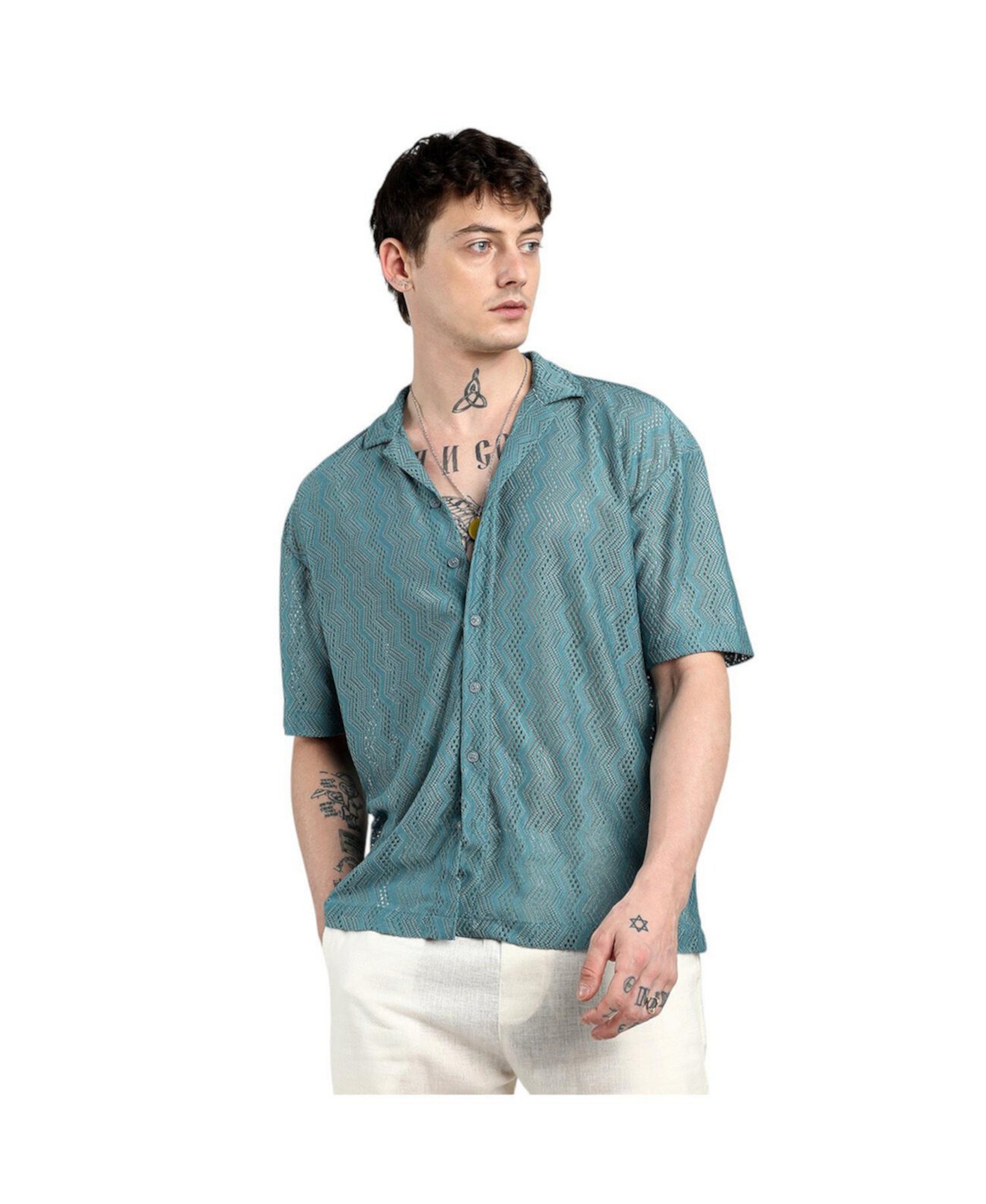 Men's Splash Check Oversized Shirt Campus Sutra