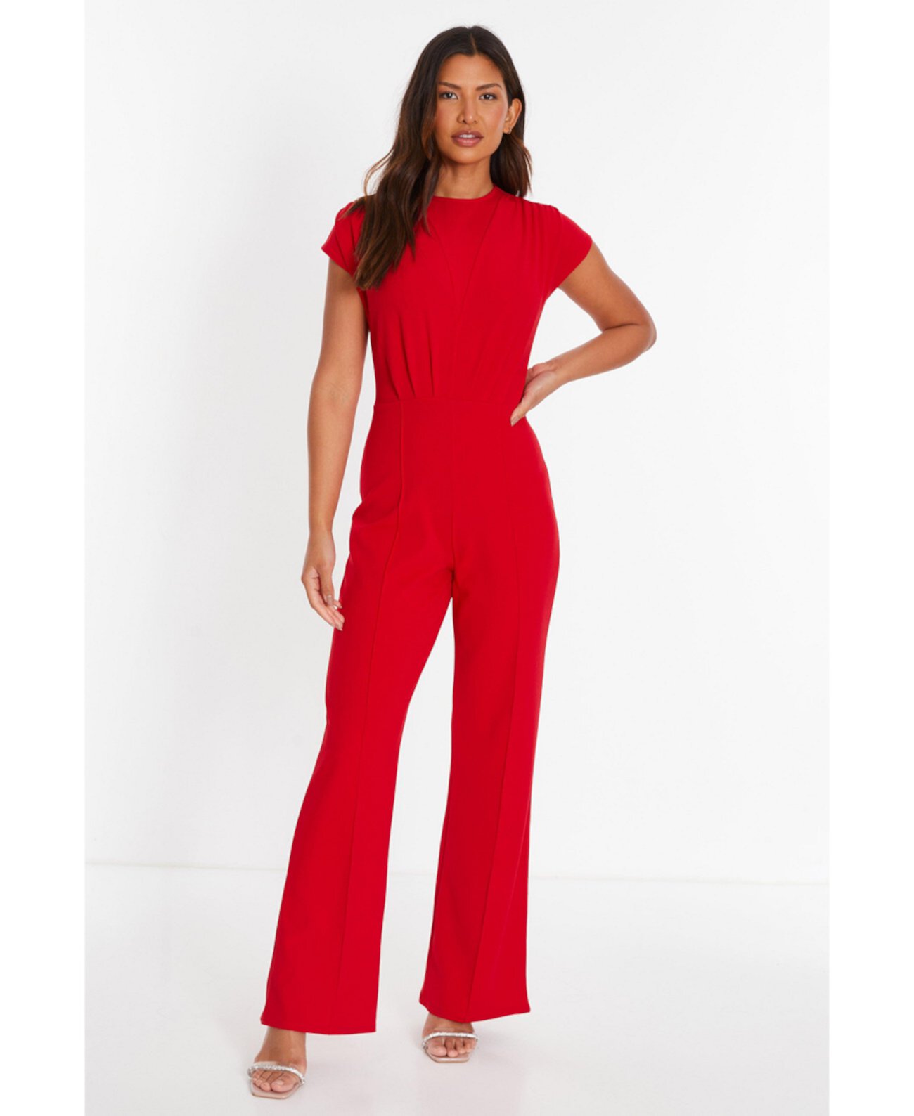 Women's Scuba Crepe High Neck Palazzo Jumpsuit Quiz