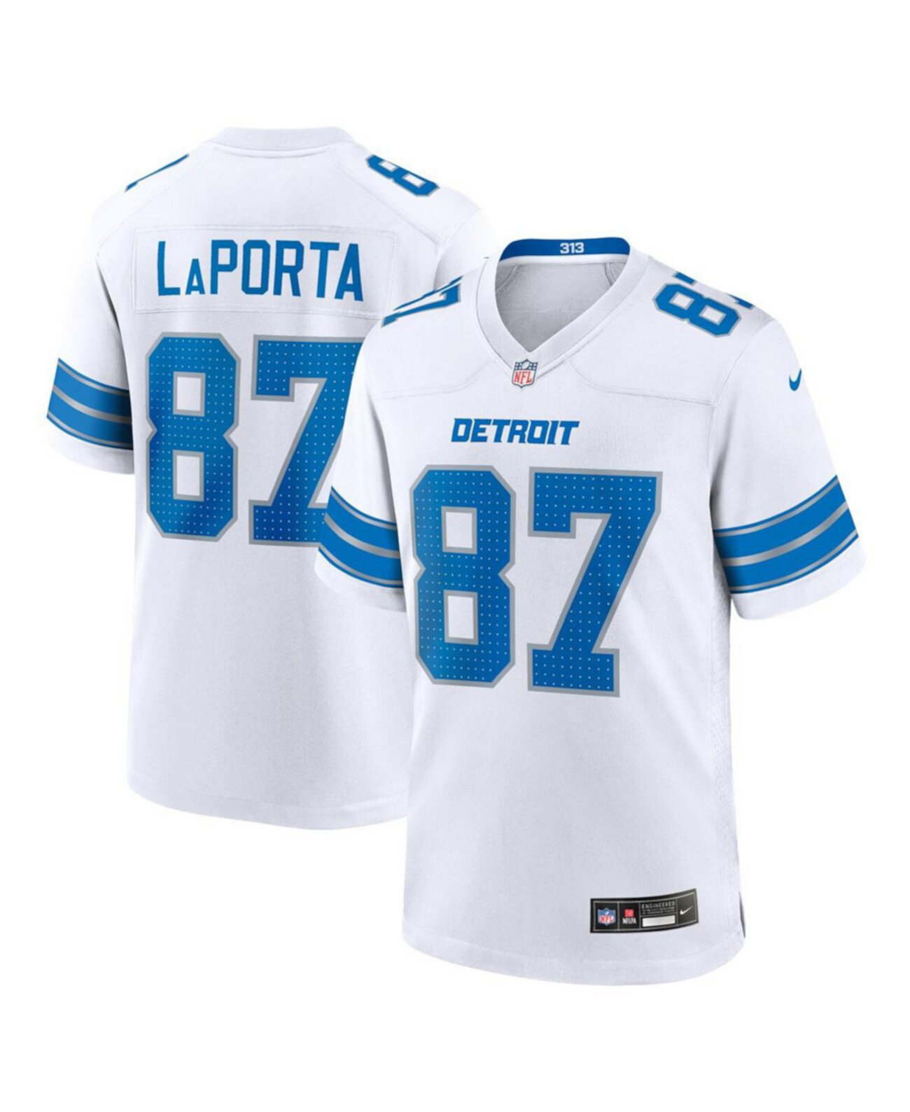 Men's Sam LaPorta White Detroit Lions White Game Jersey Nike