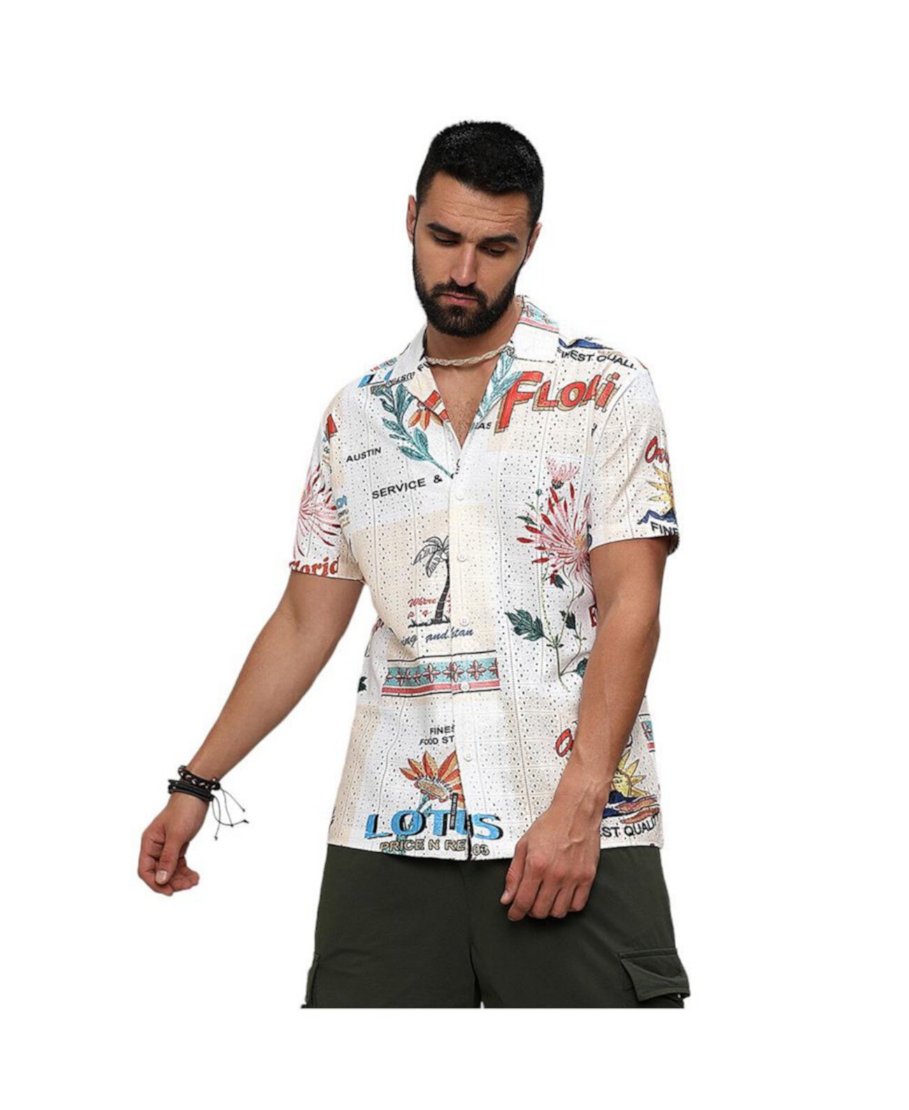 Men's Multicolour Retro Graphic Shirt Campus Sutra