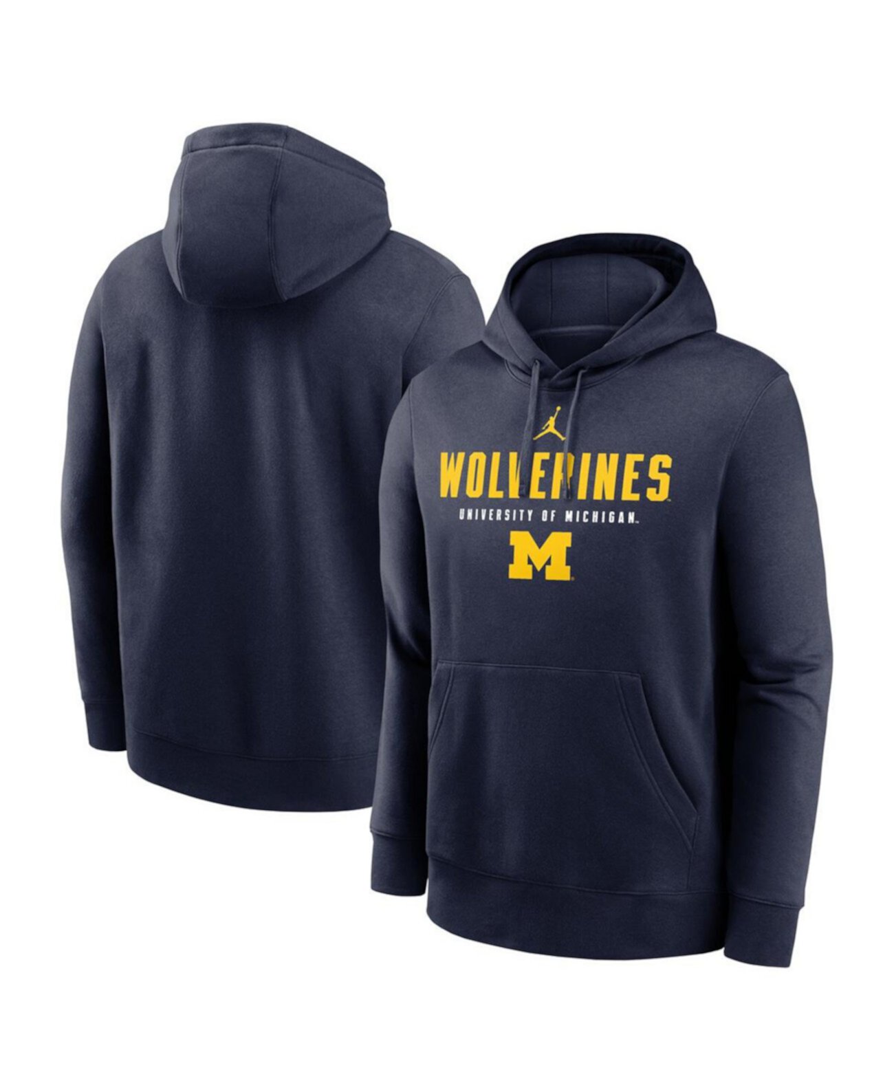 Men's Navy Michigan Wolverines Primetime Dynamic Mascot Club Fleece Pullover Hoodie Jordan