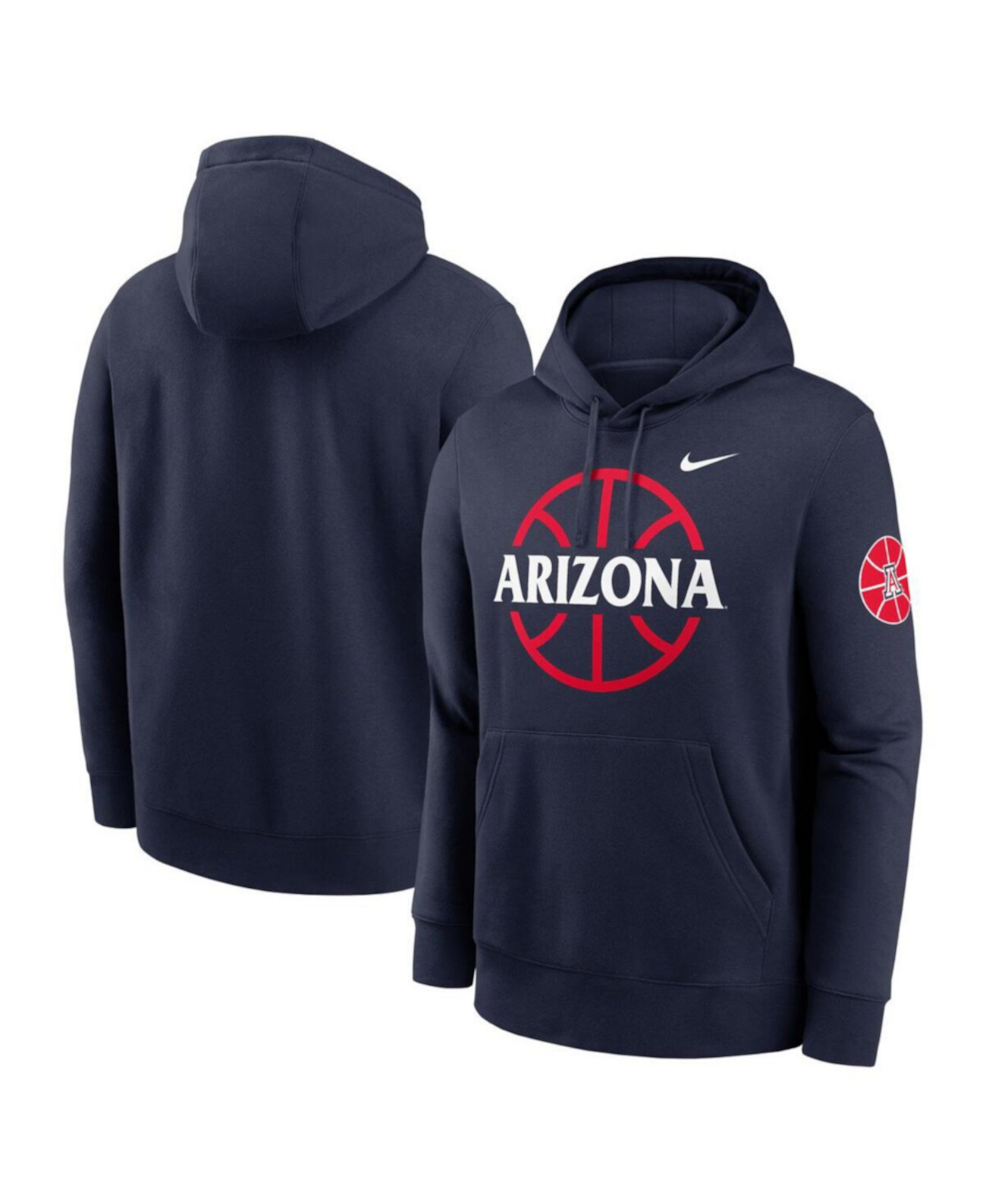 Men's Navy Arizona Wildcats Basketball Icon Club Fleece Pullover Hoodie Nike