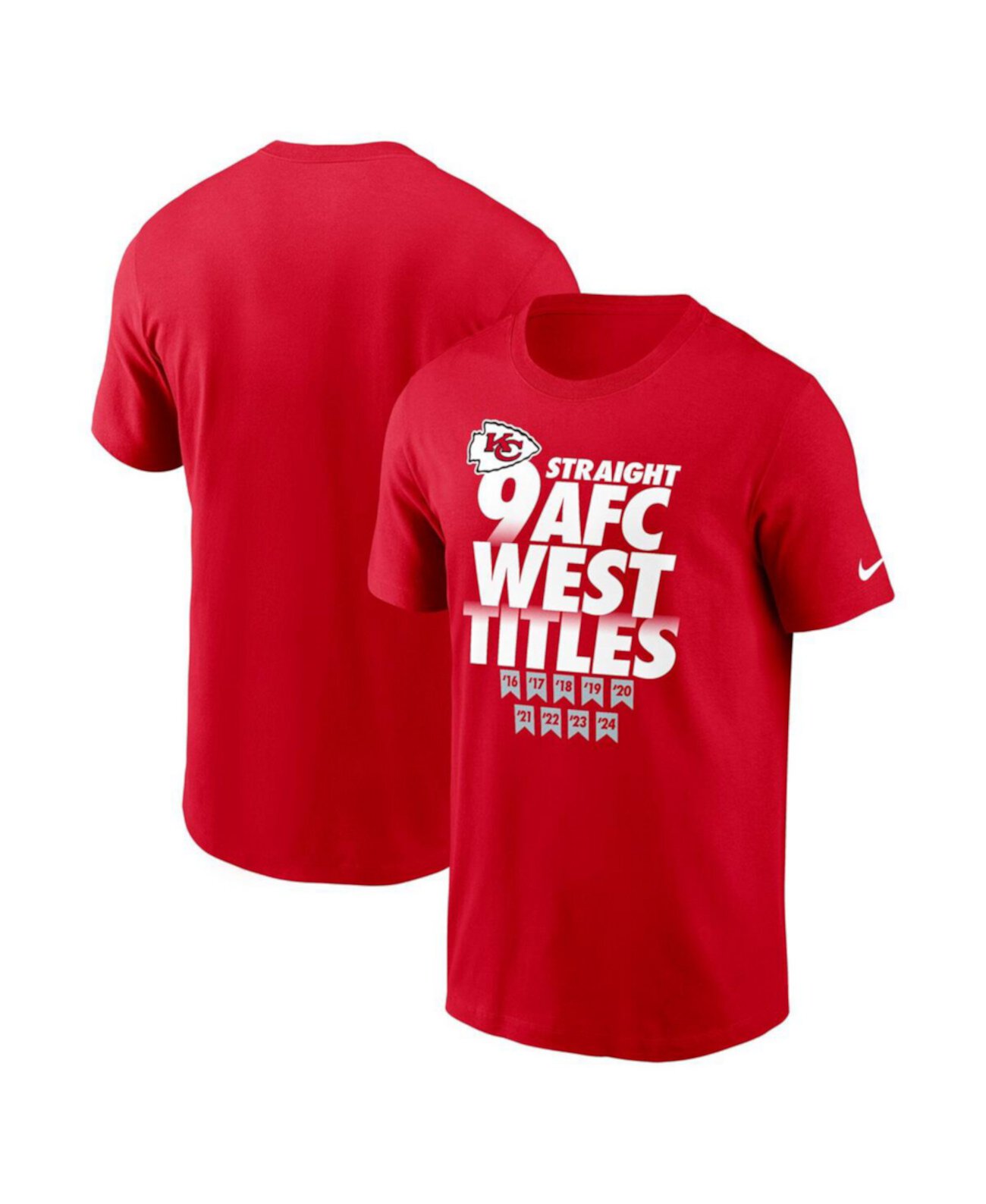 Men's Red Kansas City Chiefs Nine-Straight AFC West Division Champions Our Time Is Now T-Shirt Nike