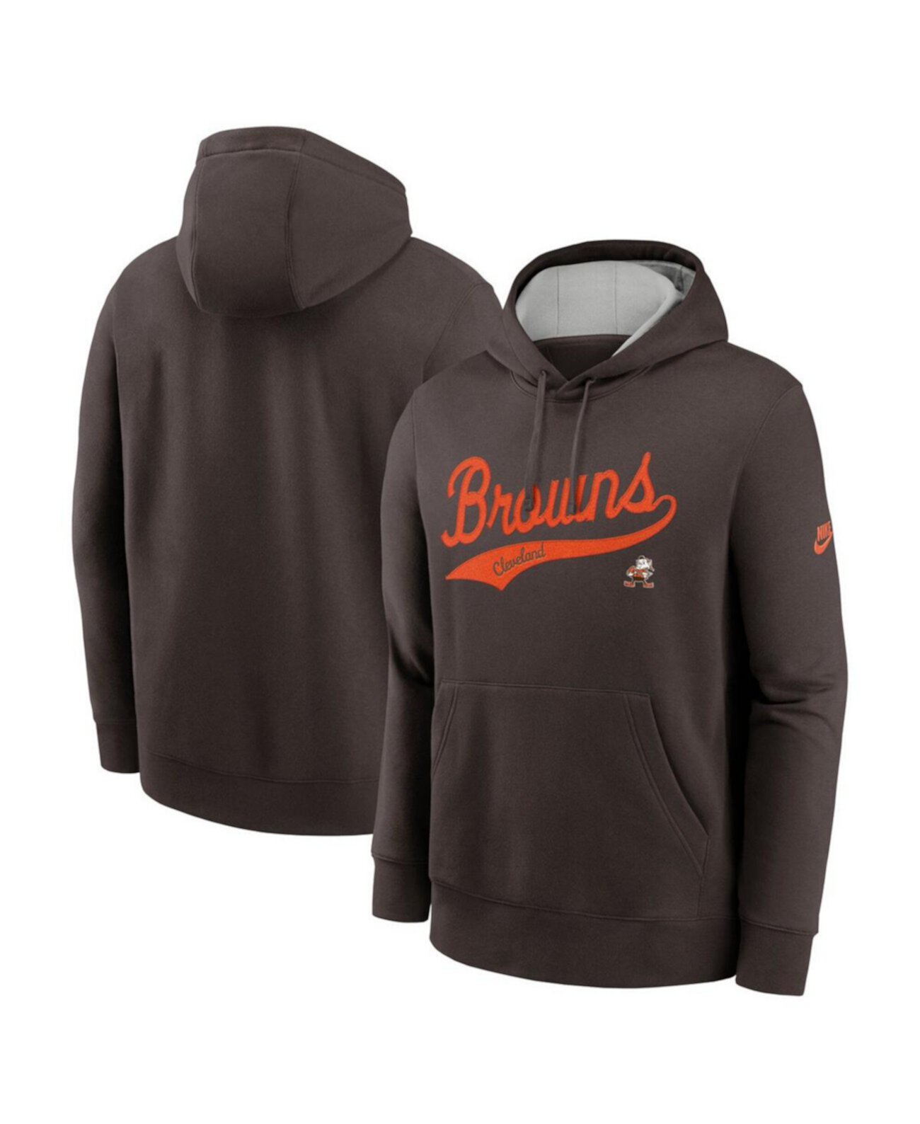 Men's Brown Cleveland Browns Rewind Club Logo Pullover Hoodie Nike