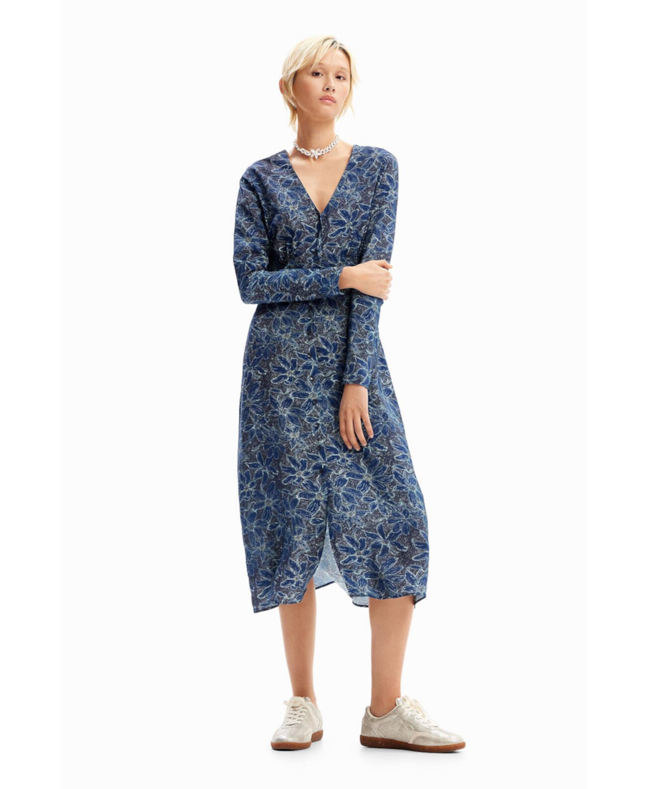 Women's Floral midi shirt dress Desigual