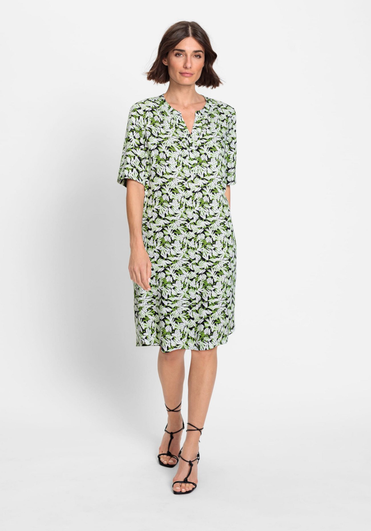 Women's Elbow Sleeve Leaf Print Dress Olsen