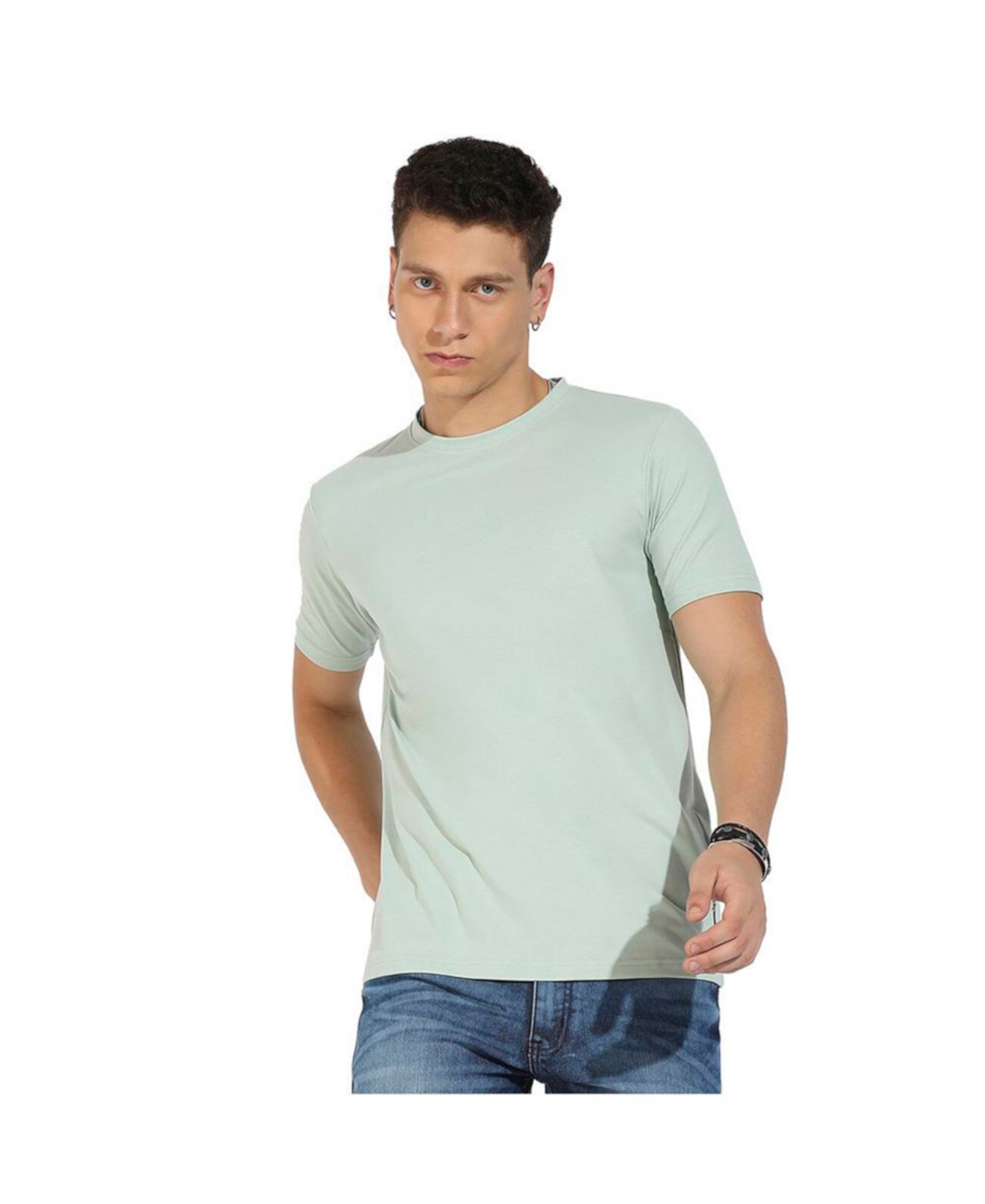 Men's Sage Green Basic Regular Fit T-Shirt Campus Sutra