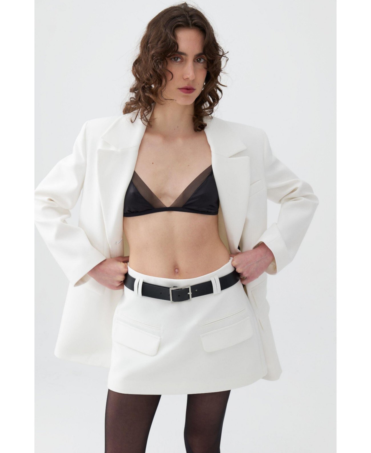 Women's Leather Belted Mini Skirt Nocturne