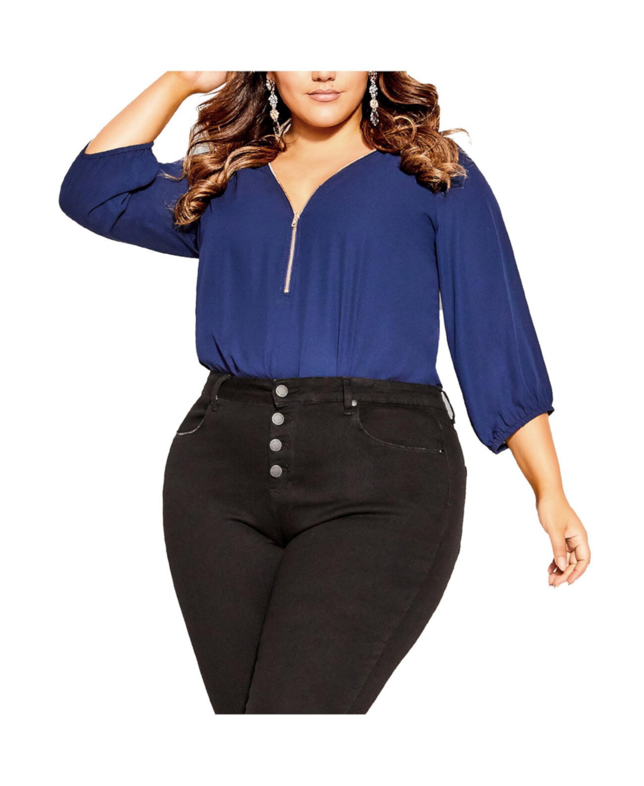 Plus Size Fling Elbow Sleeve Top City Chic