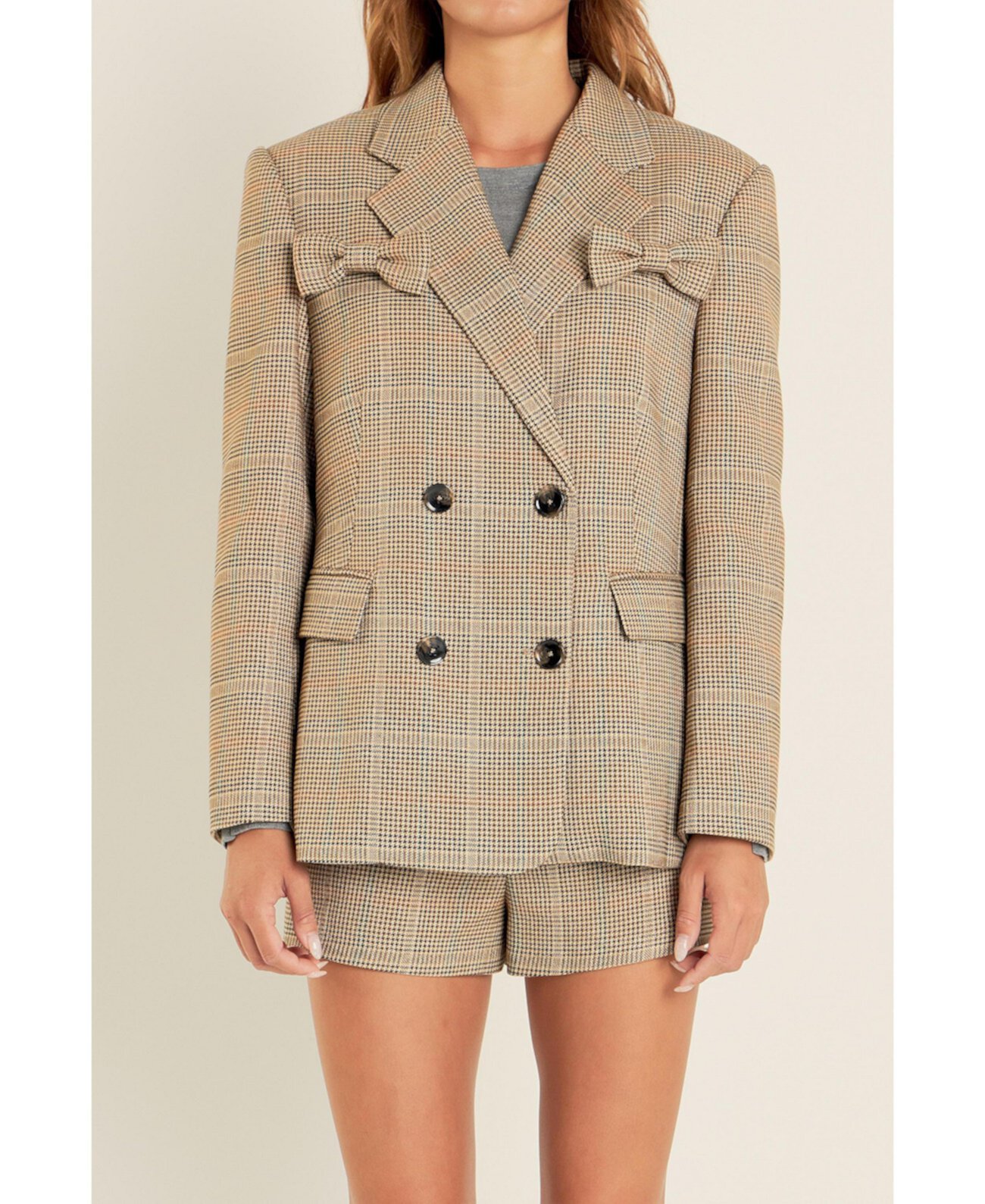 Women's Glen Check Bow Jacket English Factory