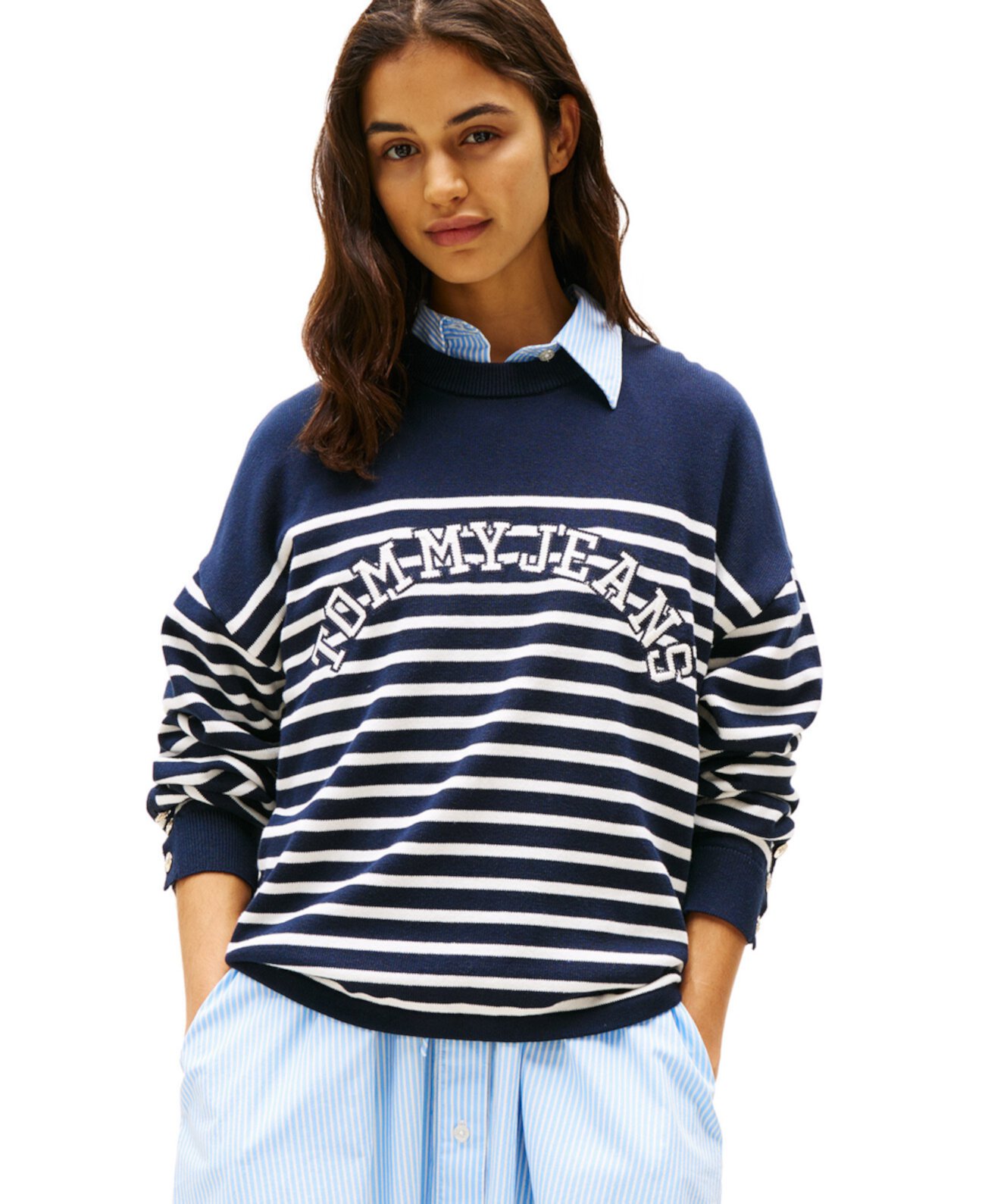 Women's Striped Cotton Varsity Sweater Tommy Jeans