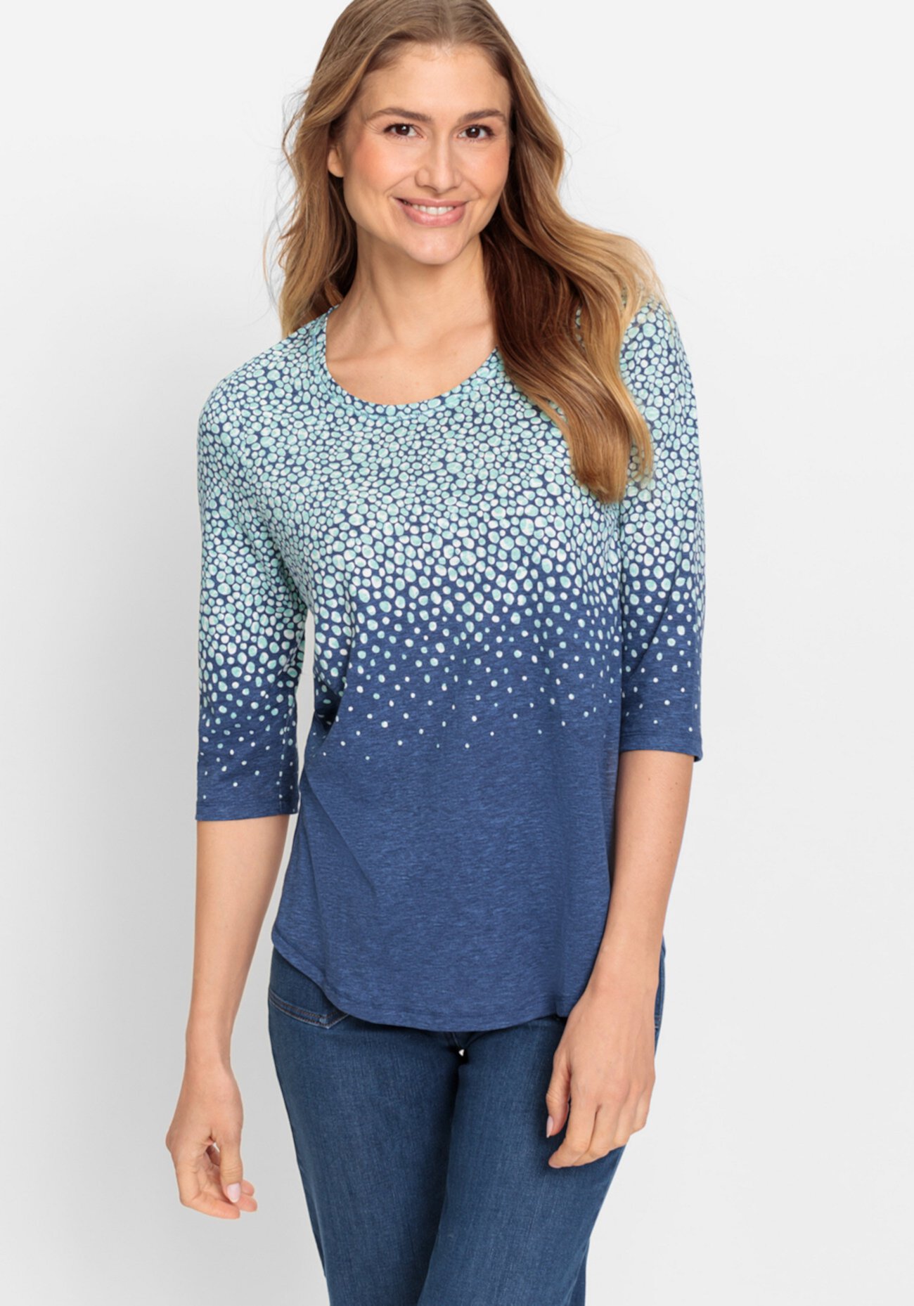 Women's 100% Cotton 3/4 Sleeve Pebble Print T-Shirt Olsen