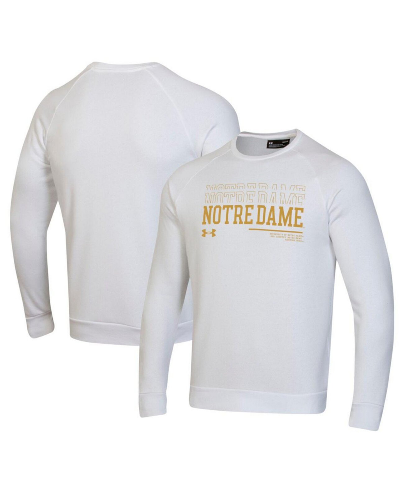 Men's White Notre Dame Fighting Irish 2024/25 Sideline Wordmark Rival Raglan Pullover Sweatshirt Under Armour