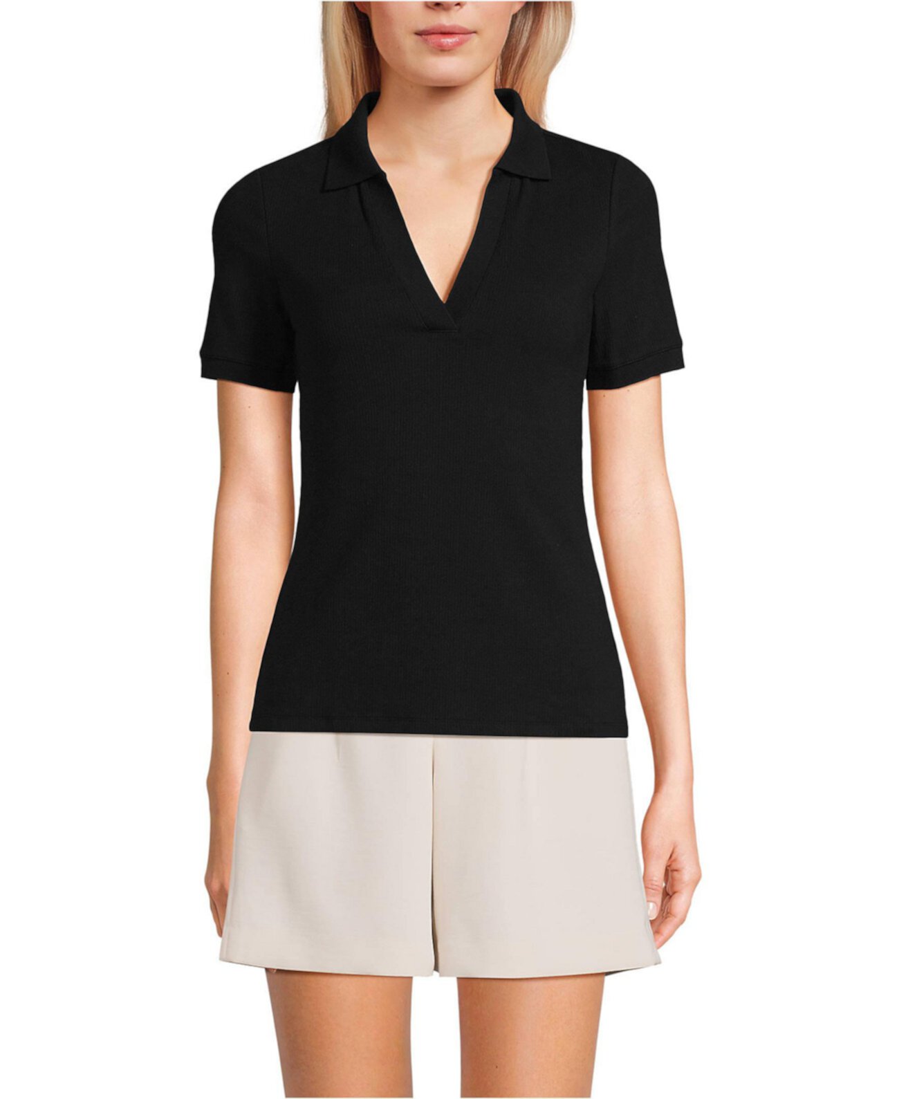 Petite Wide Rib Polo Shirt Lands' End