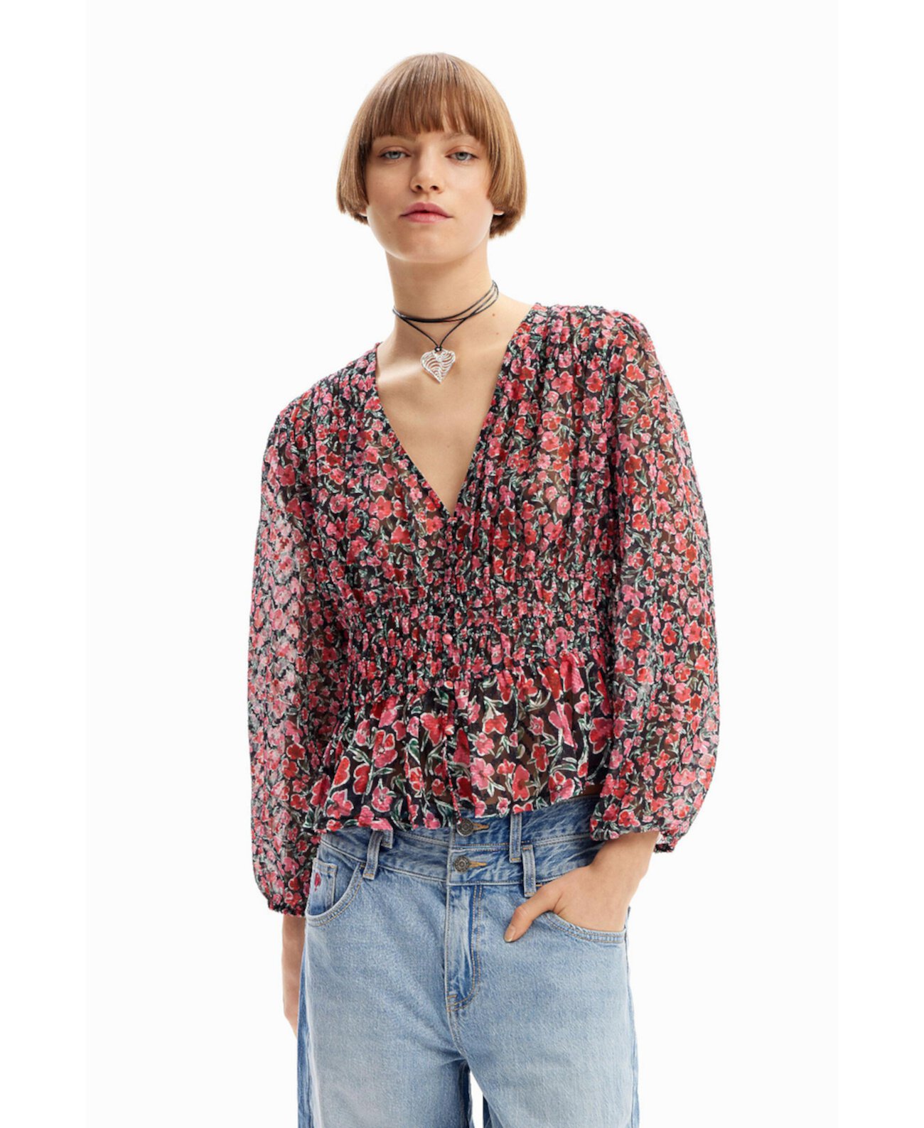 Women's Floral plumetis blouse Desigual