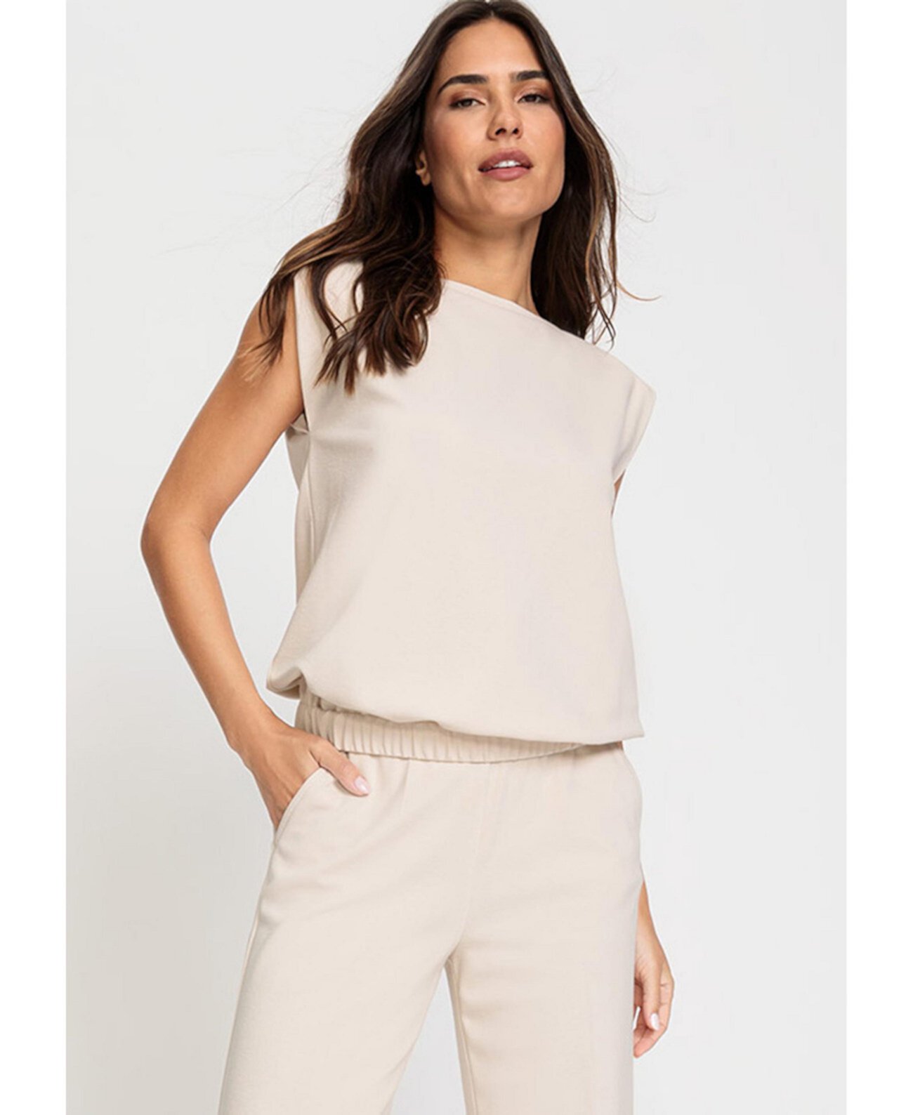 Cap Sleeve Boat Neck Stretch Top Olsen