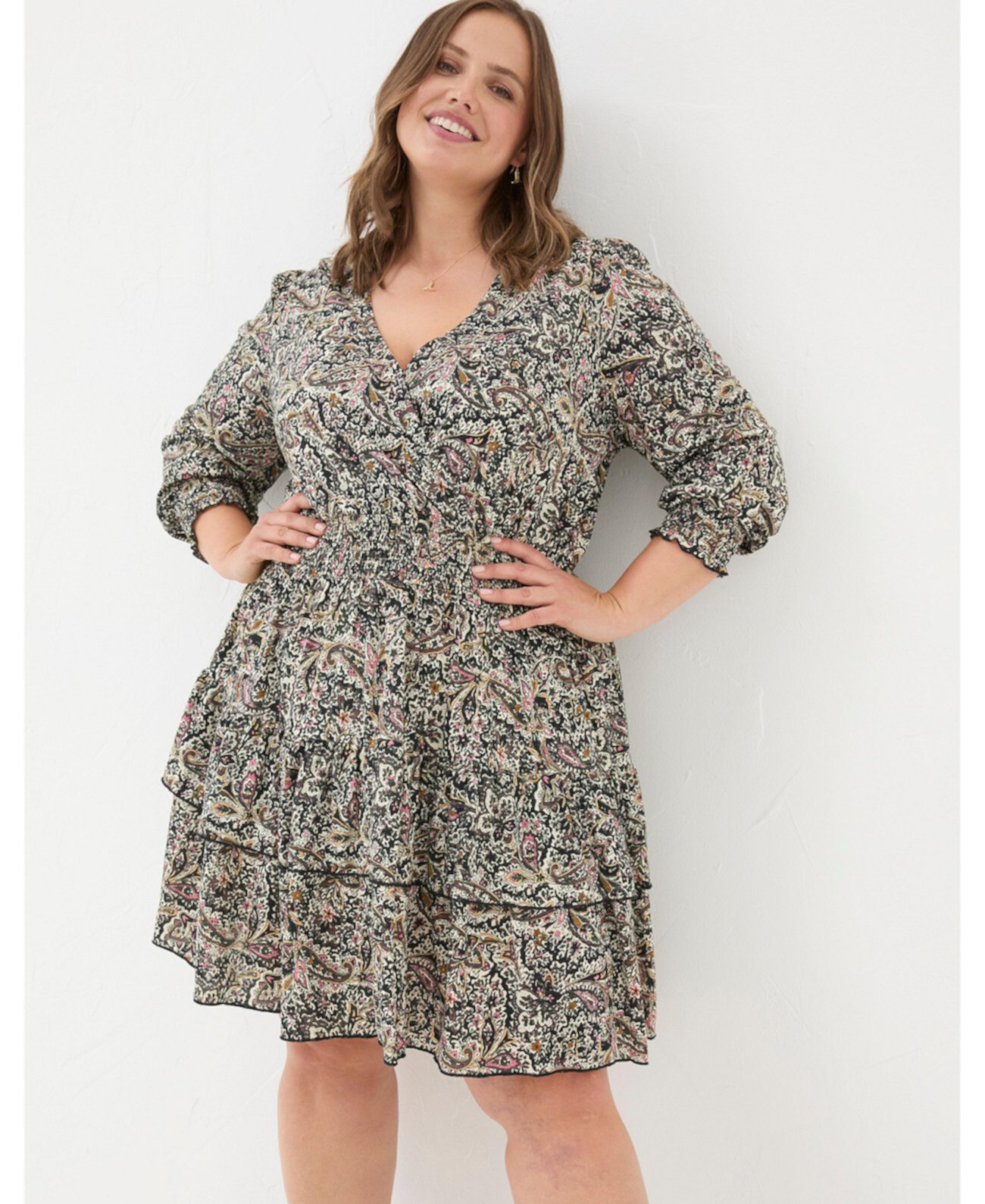 Plus Size Amba Wild Paisley Jersey Dress FatFace