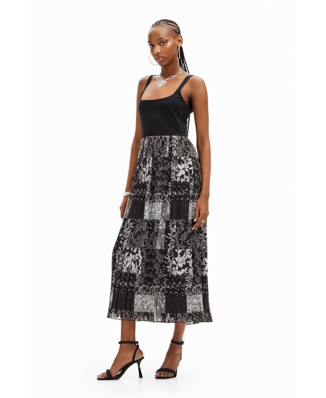 Women's Pleated combination midi dress Desigual