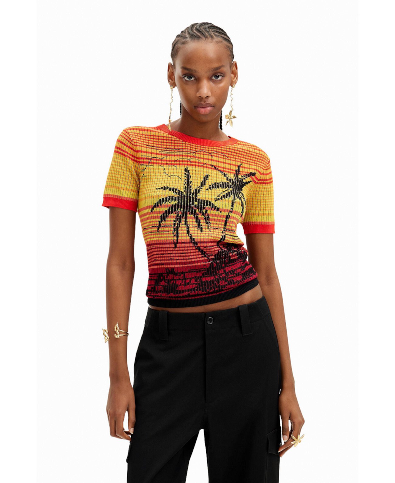 Women's Knit palm tree T-shirt Desigual