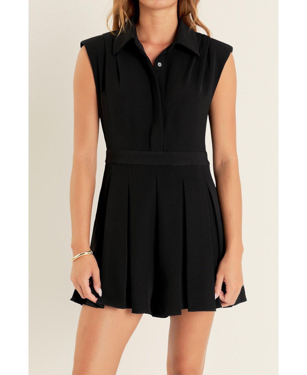 Women's Pleated Romper English Factory