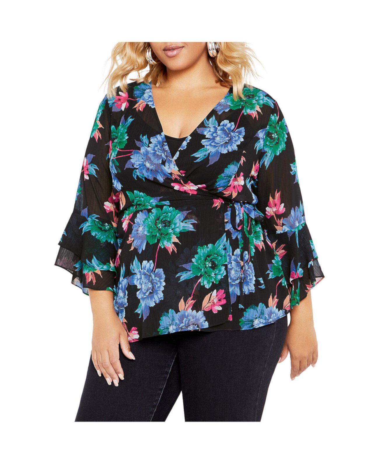 Plus Size Charlie Print Top City Chic