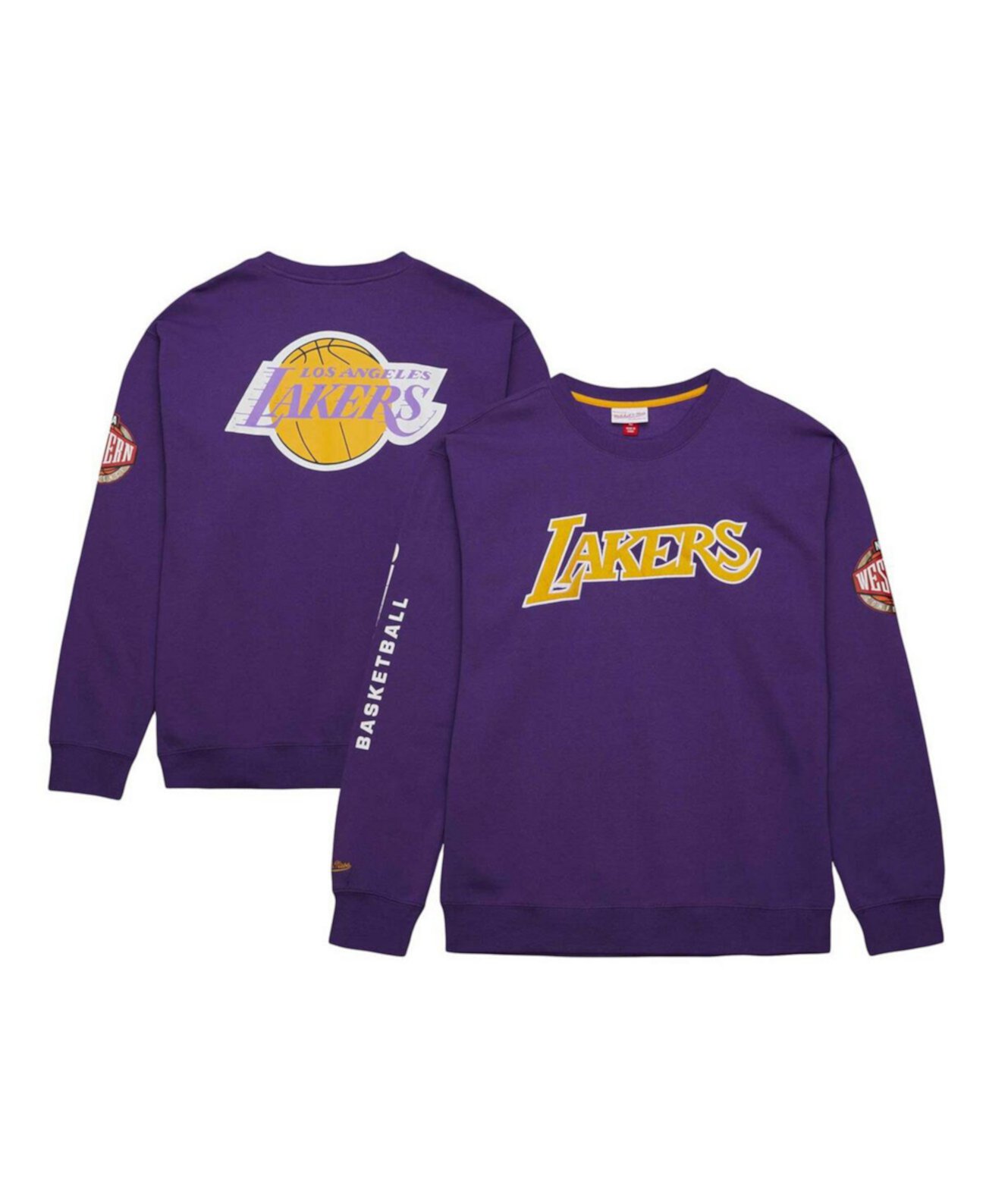 Men's Purple Los Angeles Lakers Hardwood Classics There and Back Pullover Sweatshirt Mitchell & Ness