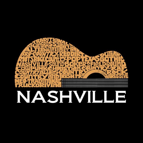 Сумка-тоут Nashville с гитарным дизайном в стиле кантри, 100% хлопковый холст, 16" x 15" LA Pop Art