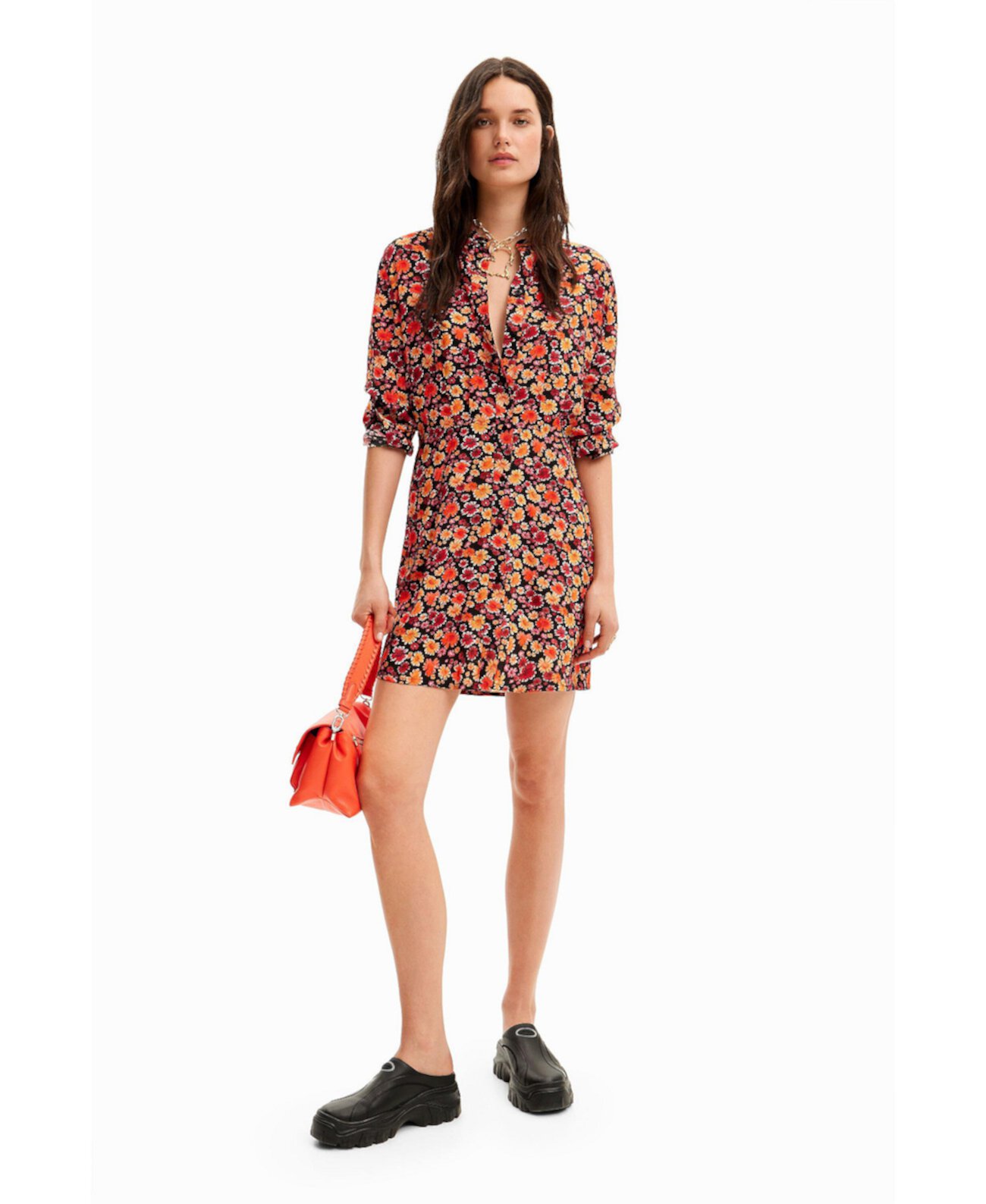 Women's Short floral shirt dress Desigual