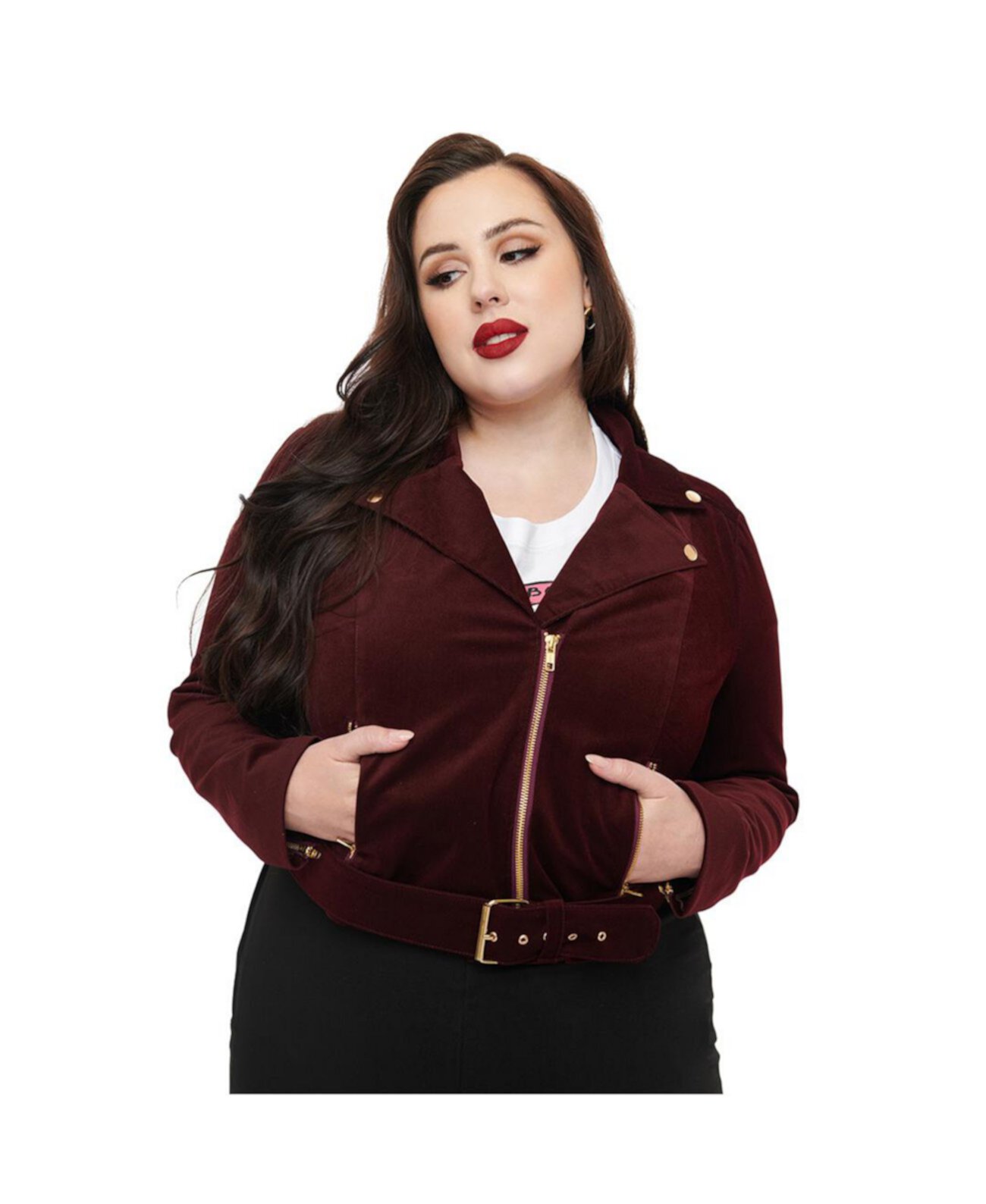 Plus Size Leatherette Jacket Unique Vintage