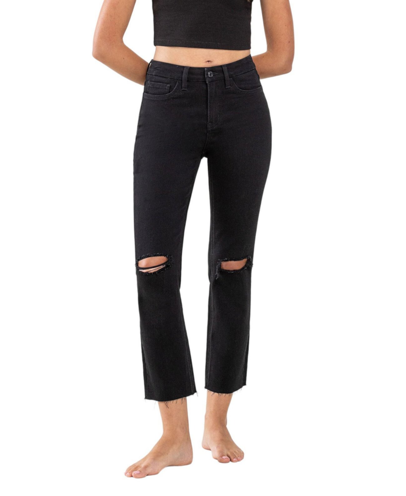 Women's High Rise Raw Hem Straight Jeans Vervet