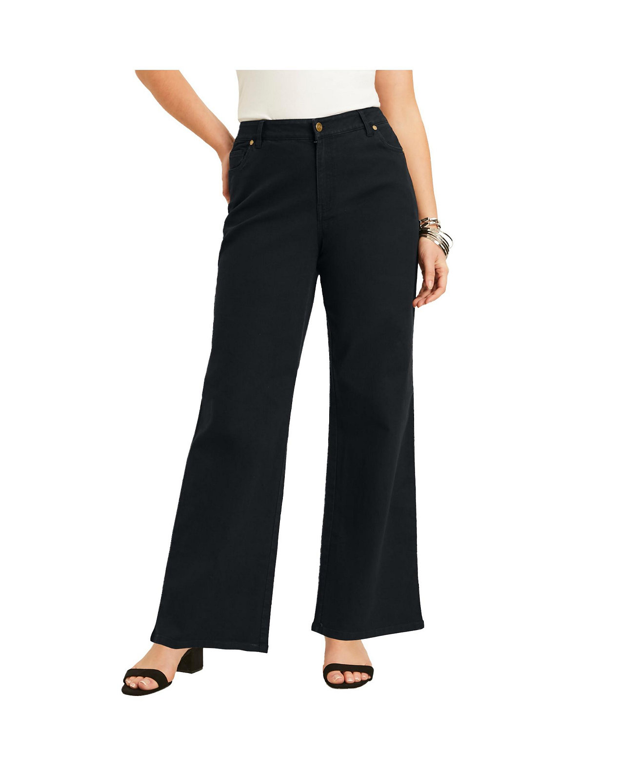 Women's Plus Size Curvie Fit Wide-Leg Jeans June + Vie