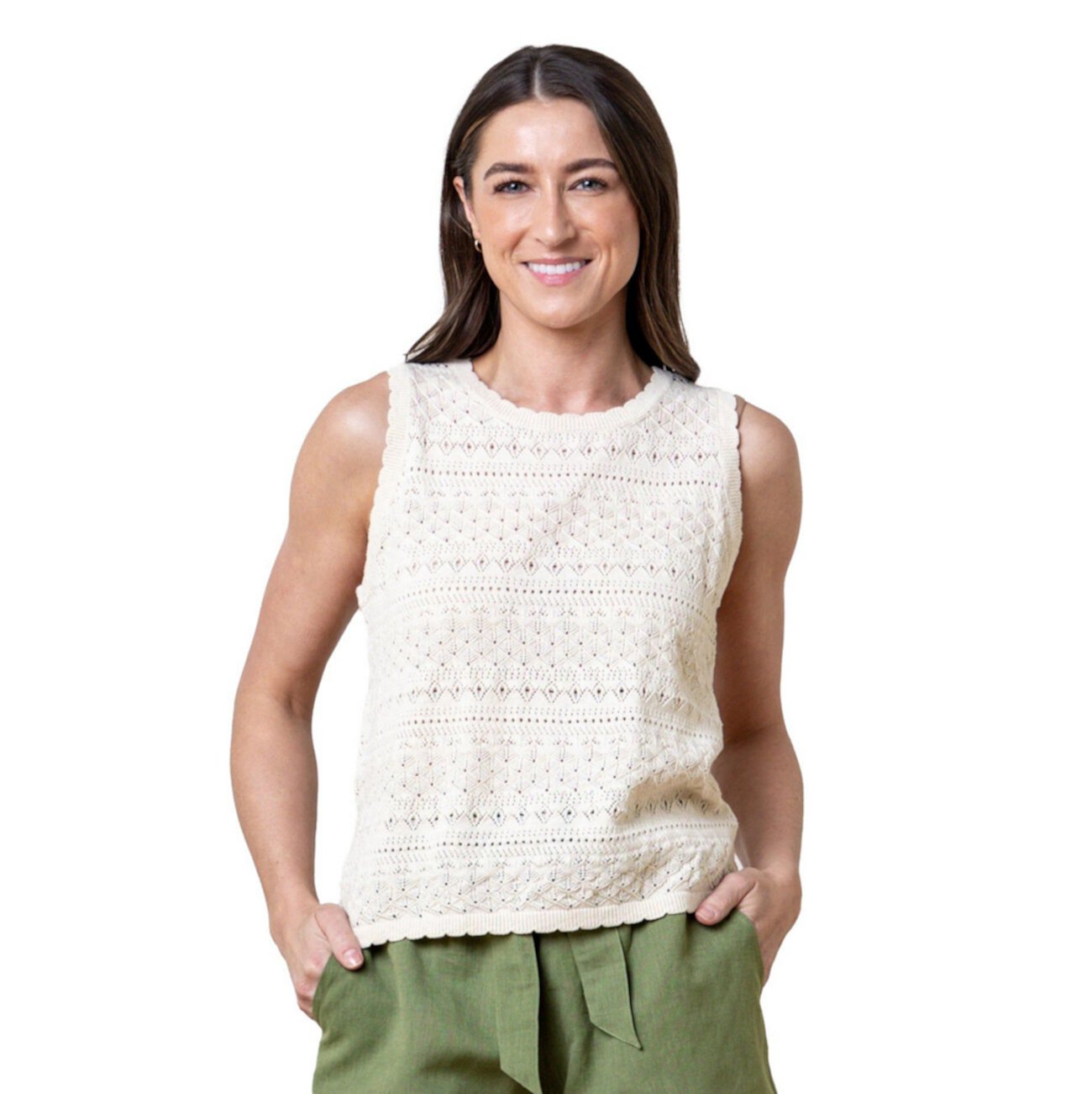 Women's Organic Sleeveless Crochet Sweater Tank Hope & Henry