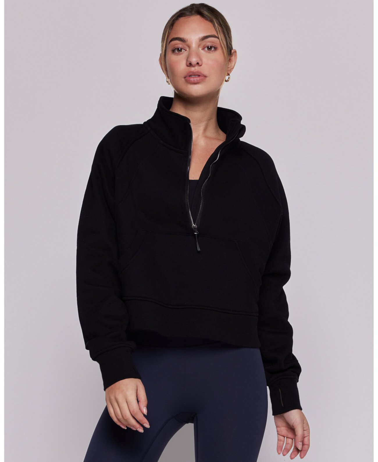 Effortless Fleece Crop Half Zip Pullover For Women Rebody Active