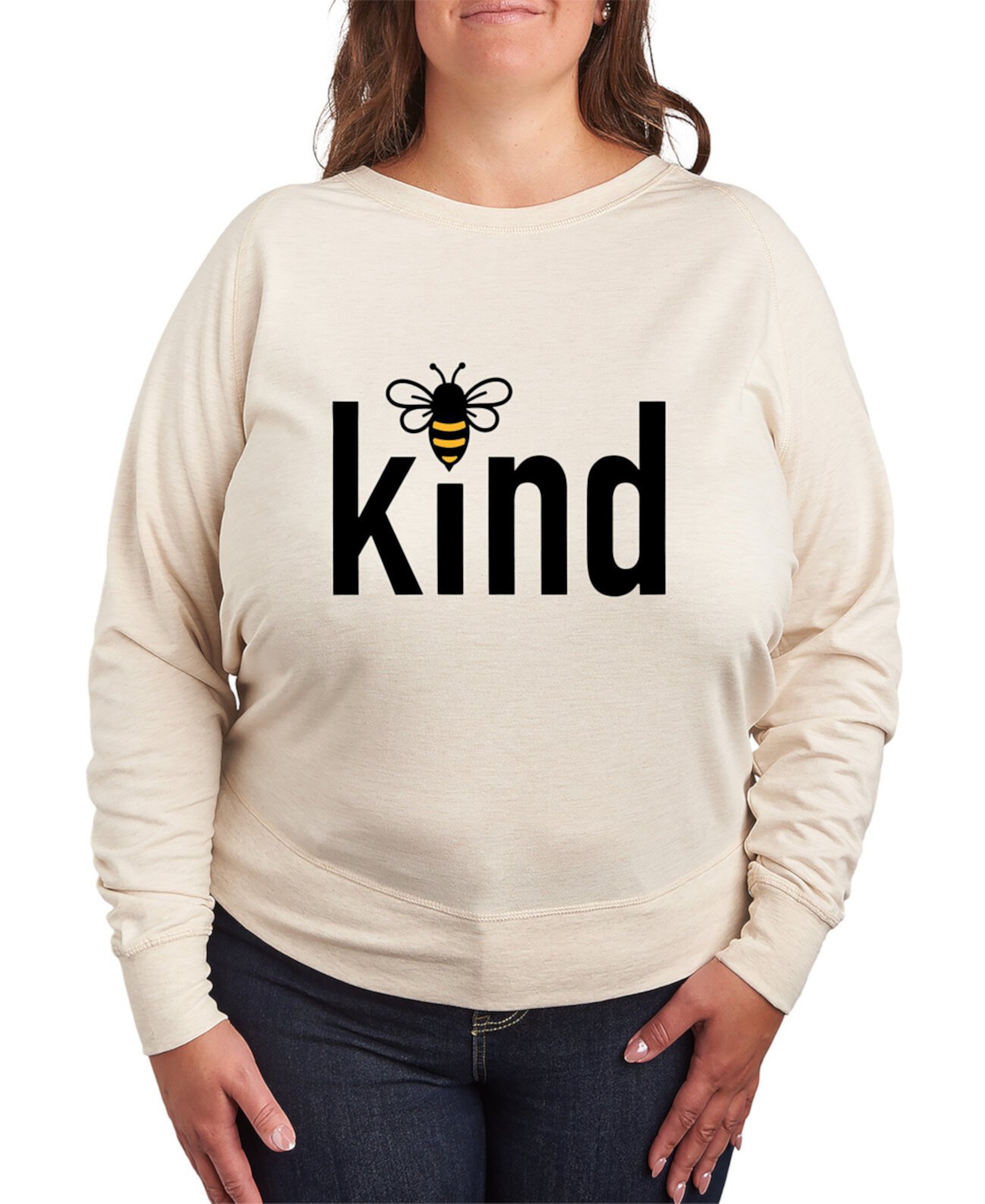 Большого размера худи Trendy с графическим принтом 'Bee Kind' и длинными рукавами, из мягкого френч-тега Hybrid Apparel