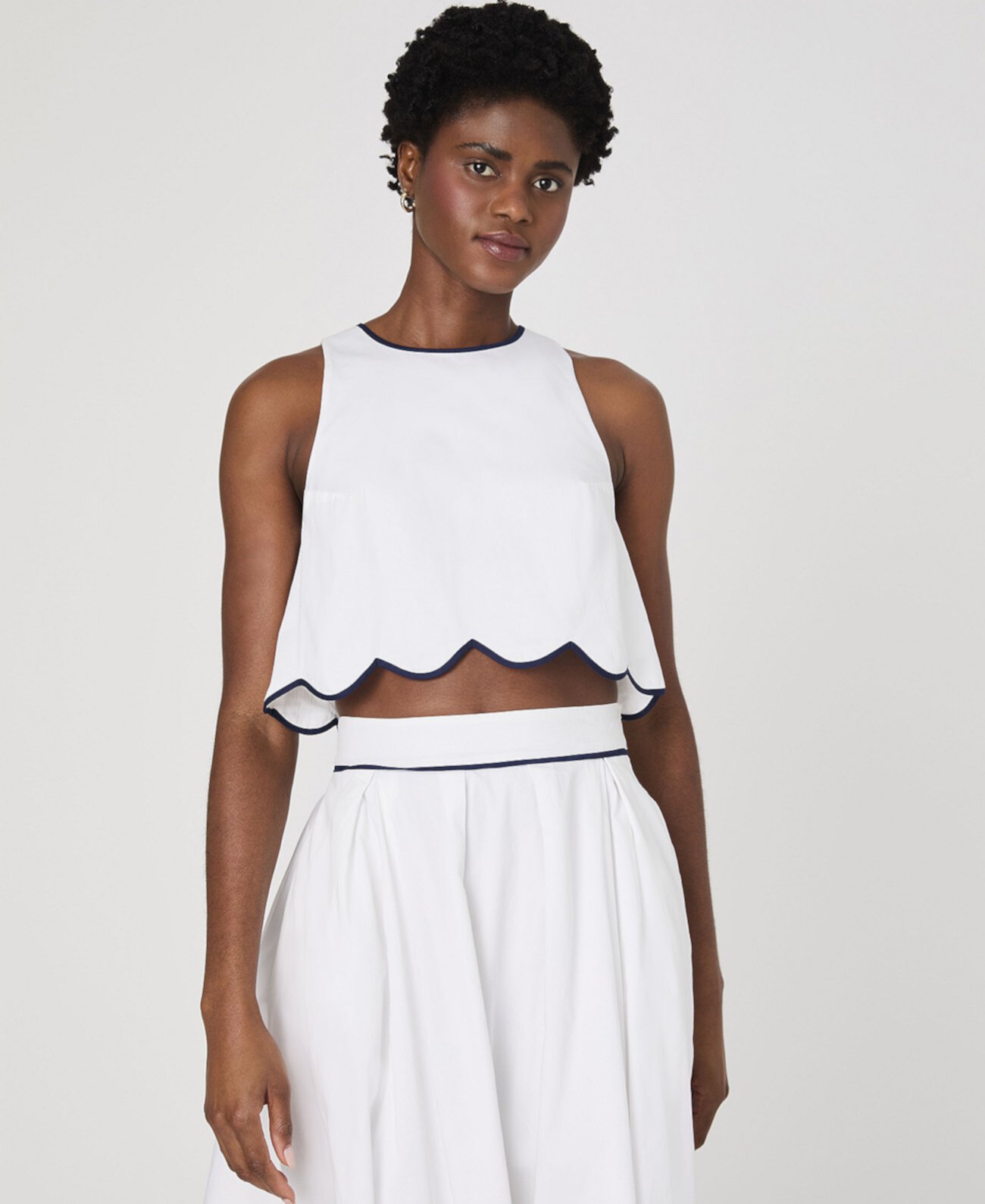 Women's Alexis Cotton Scalloped Crop Top French Connection