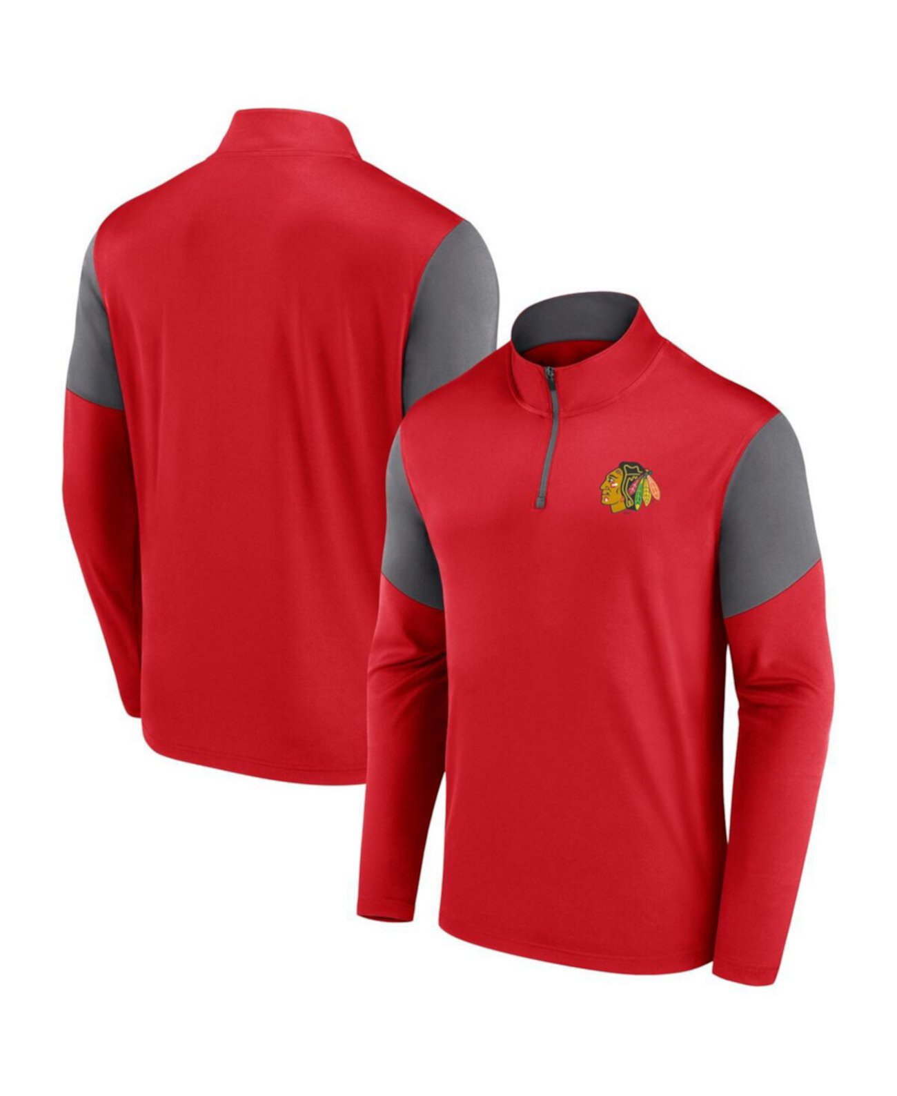 Men's Red Chicago Blackhawks Logo Quarter-Zip Top Fanatics