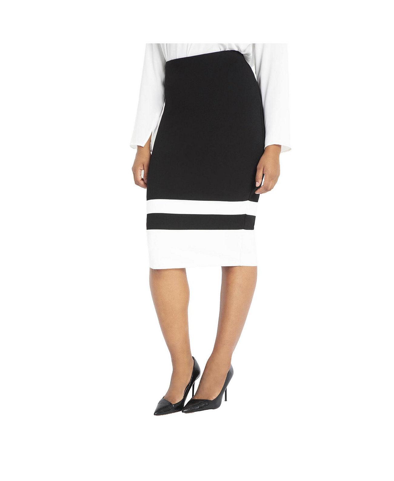 Women's Plus Size Colorblock Column Skirt Eloquii